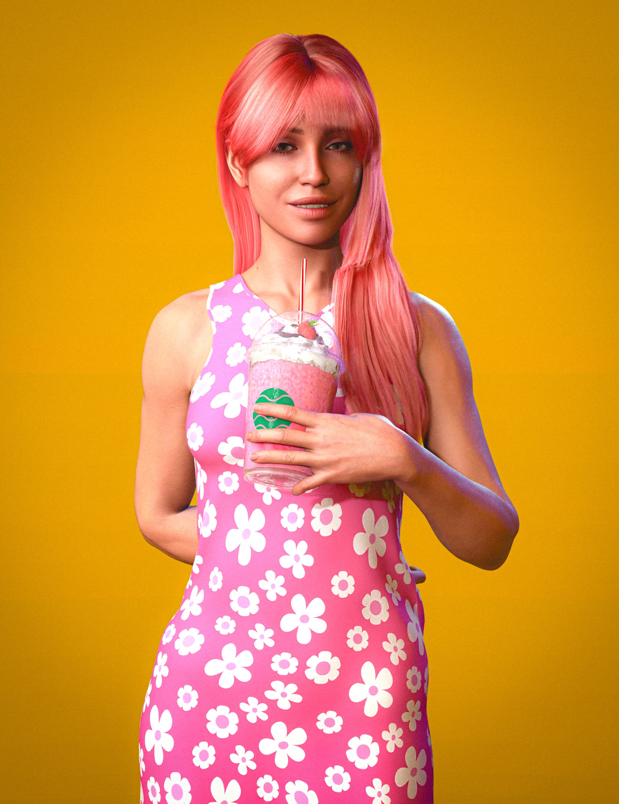 HT Drinking a Milkshake Poses and Prop for Genesis 9 by: Hate94Neu, 3D Models by Daz 3D