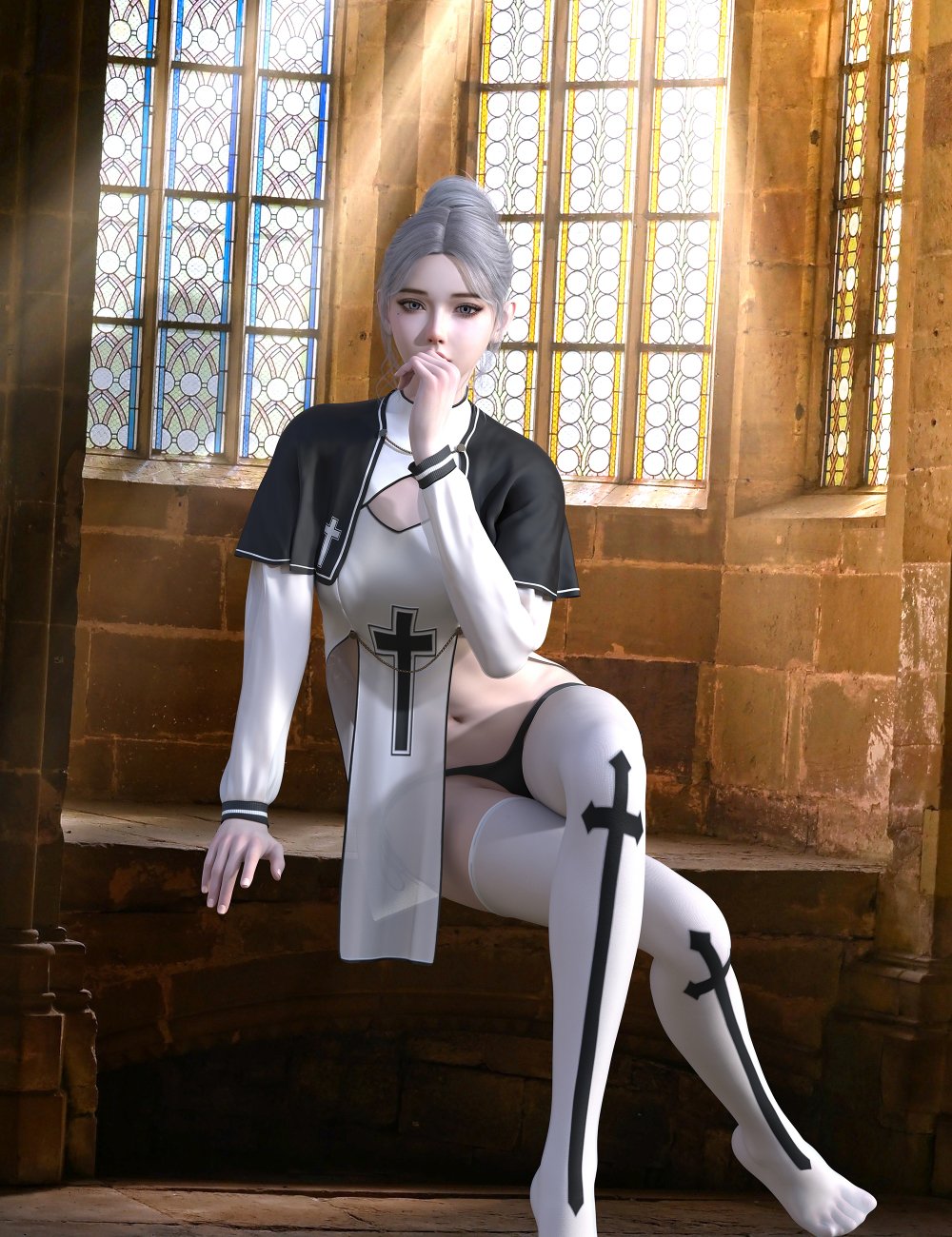 dForce Sexy Split Sister Dress Outfit for Genesis 9