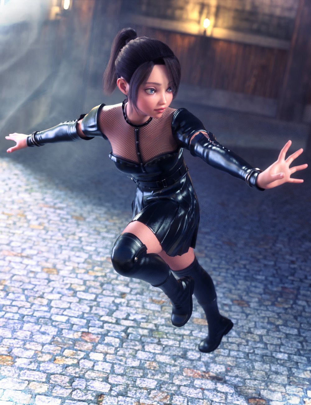 dForce Shadow Lurker Outfit for Genesis 9 by: tentman, 3D Models by Daz 3D