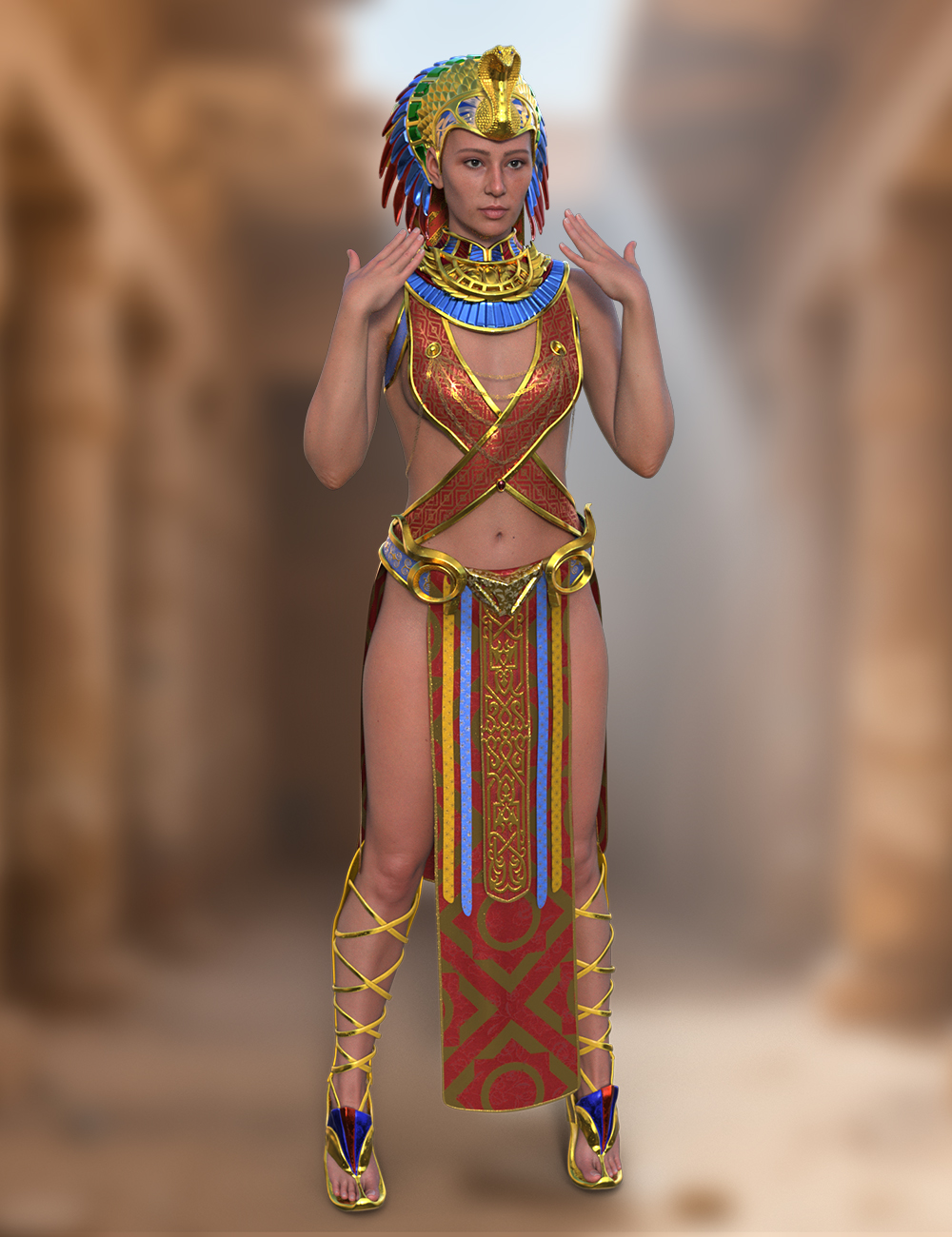 dForce Ancient Egyptian Traditional Outfit for Genesis 9