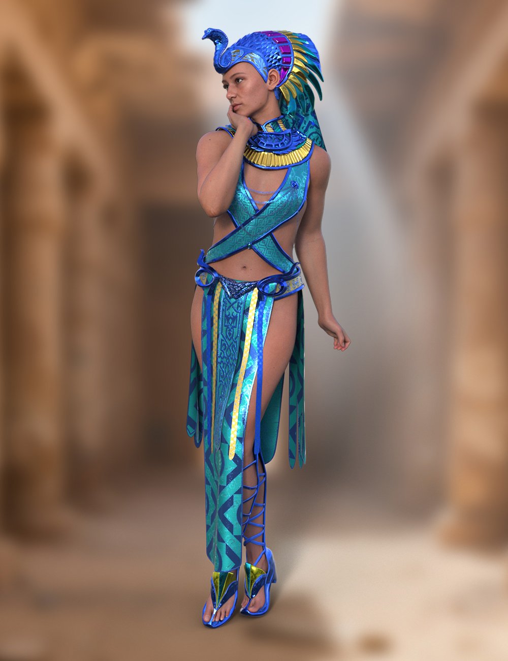 dForce Ancient Egyptian Traditional Outfit for Genesis 9