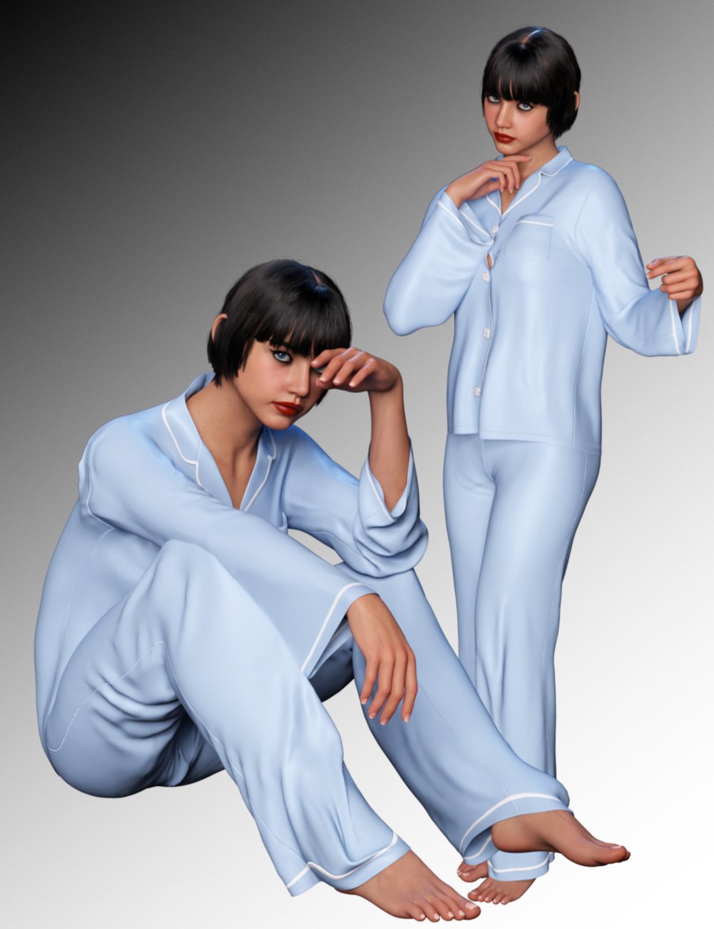 FG dForce Women Pajama for Genesis 9 by: IronmanFugazi1968, 3D Models by Daz 3D