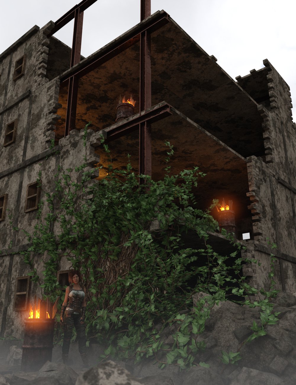 Post Apocalyptic Buildings 1 by: Enterables, 3D Models by Daz 3D