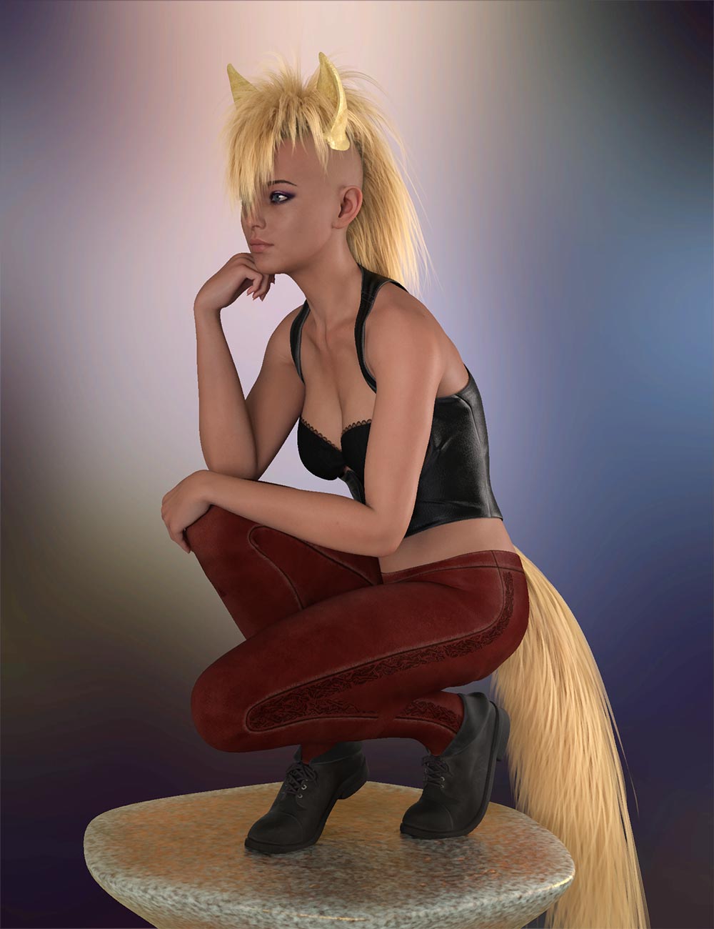Prae-Pony Tail For Genesis 9 by: Prae, 3D Models by Daz 3D