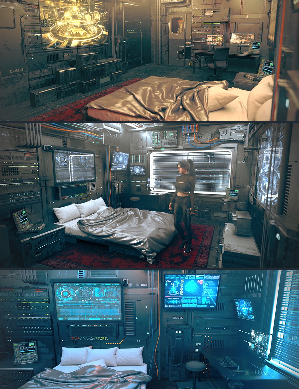 Polish Cyber Hacker Bedroom by: Polish, 3D Models by Daz 3D