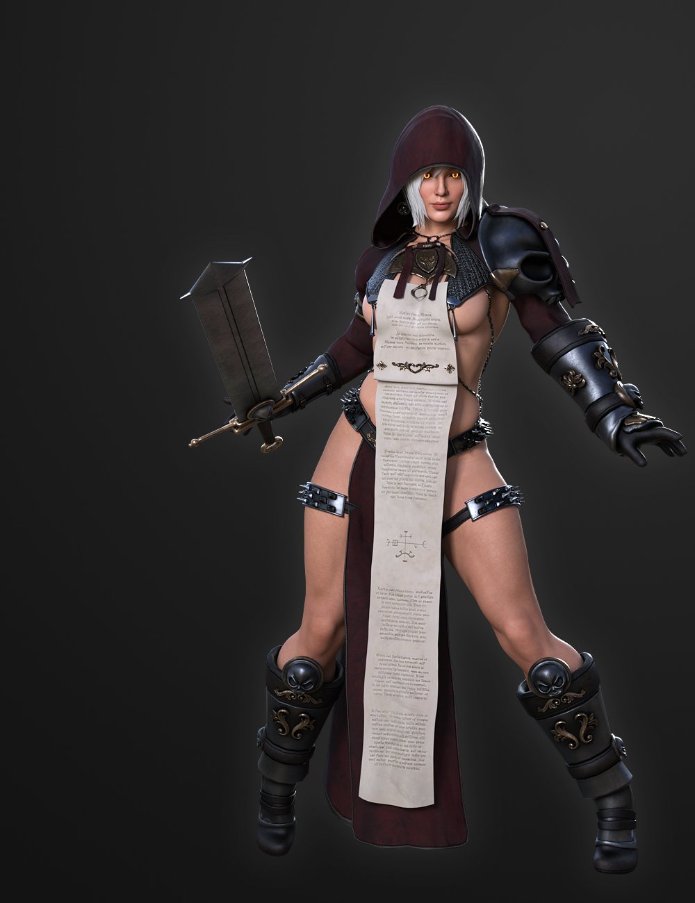 dForce DeathKnight Fantasy Armor for Genesis 8, 8.1 and 9 Female