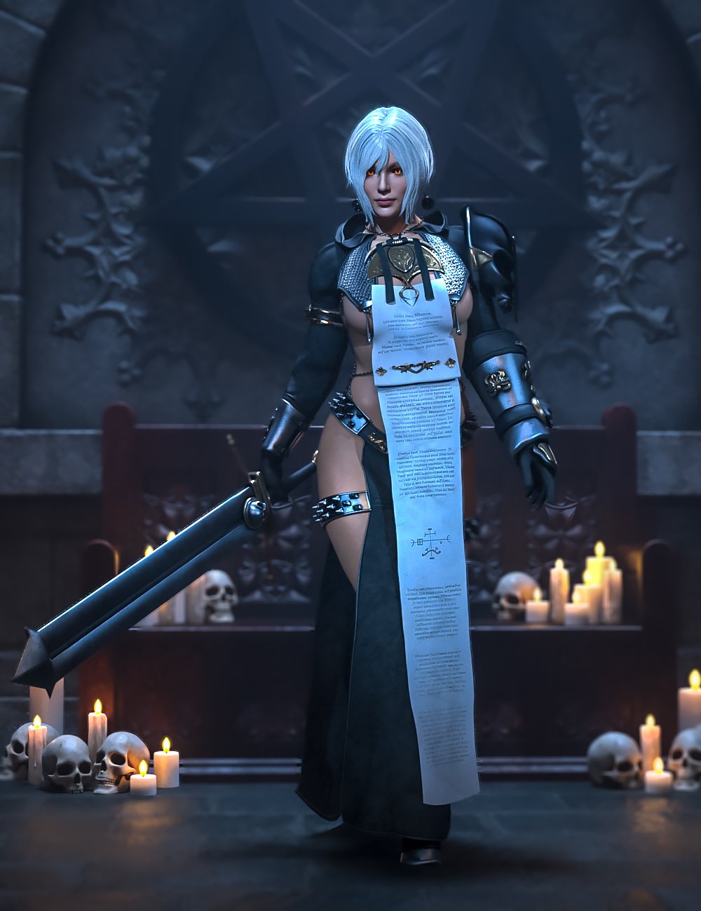 DeathKnight Fantasy Bundle for Genesis 8, 8.1 and 9 Females by: Val3dartbiuzpharb, 3D Models by Daz 3D