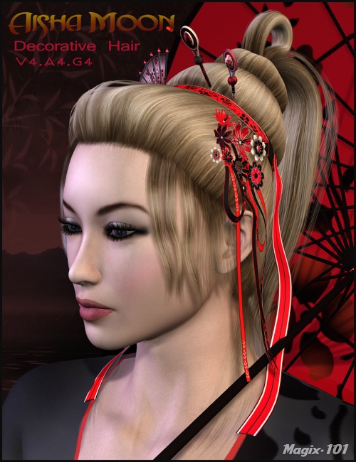 Aisha Moon Hair V4 by: Magix 101, 3D Models by Daz 3D