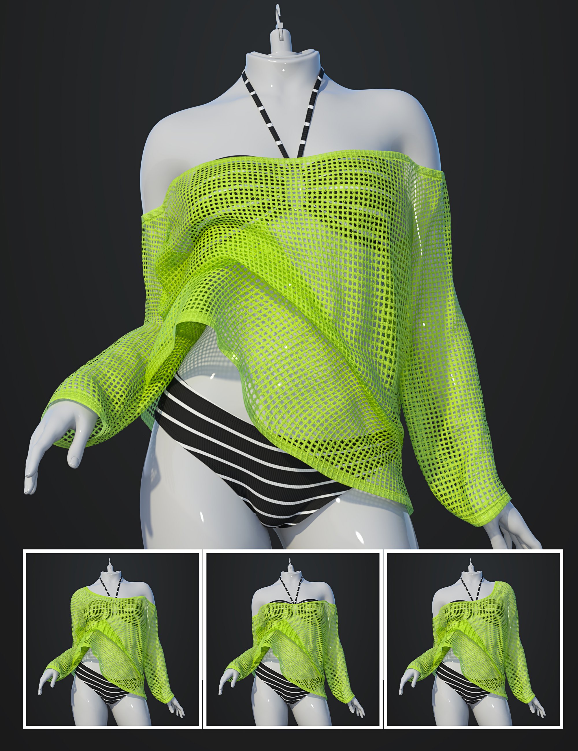 dForce SU Sunscreen Clothing for Genesis 9 by: Sue Yee, 3D Models by Daz 3D