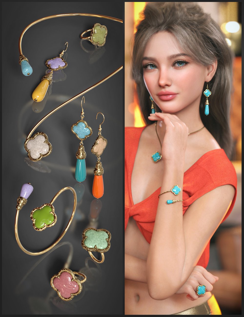 VRV Madeline Jewelry for Genesis 9, 8.1, and 8 Females by: VRVirtuososaddy, 3D Models by Daz 3D