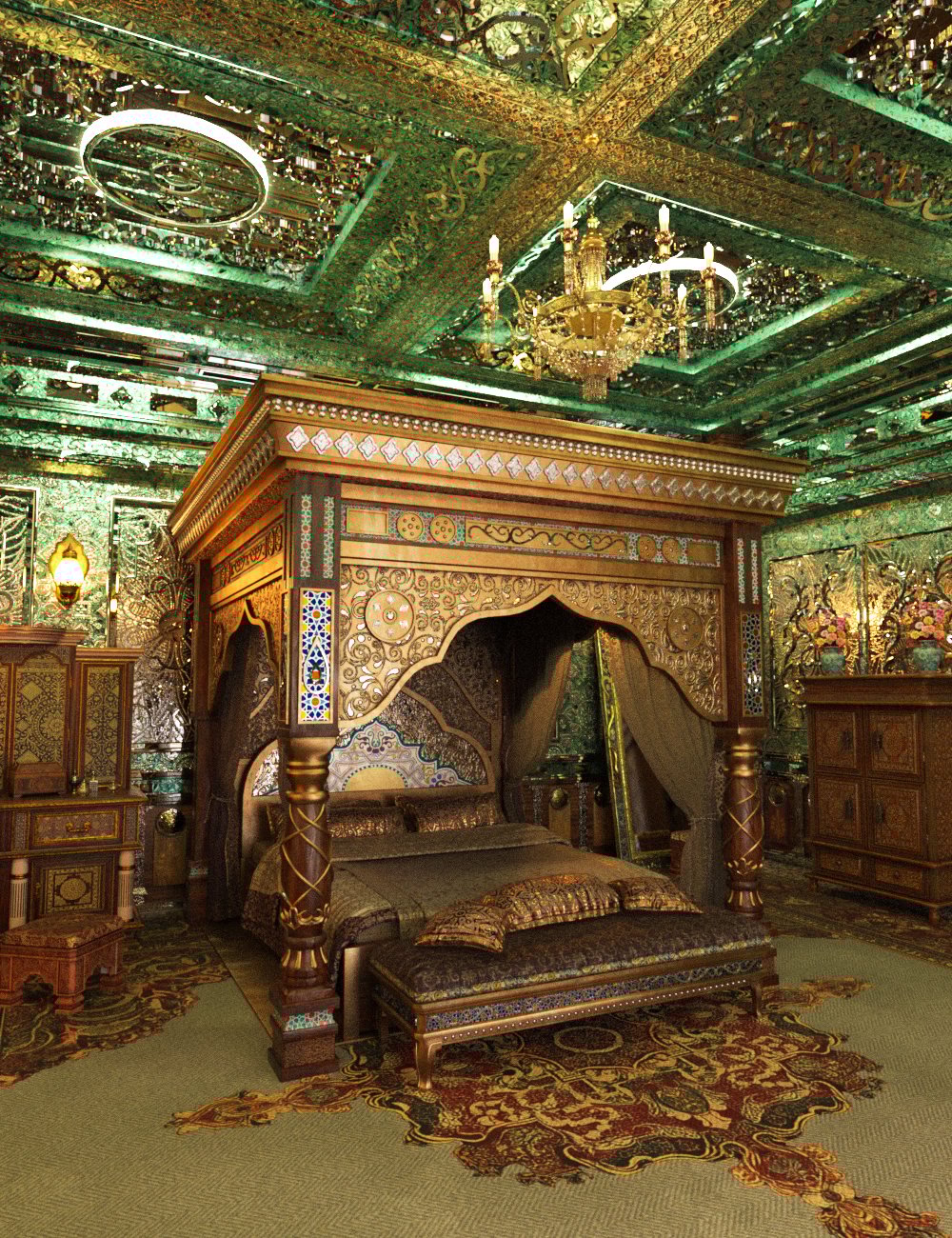 XI Persian Palace Bedroom by: Xivon, 3D Models by Daz 3D