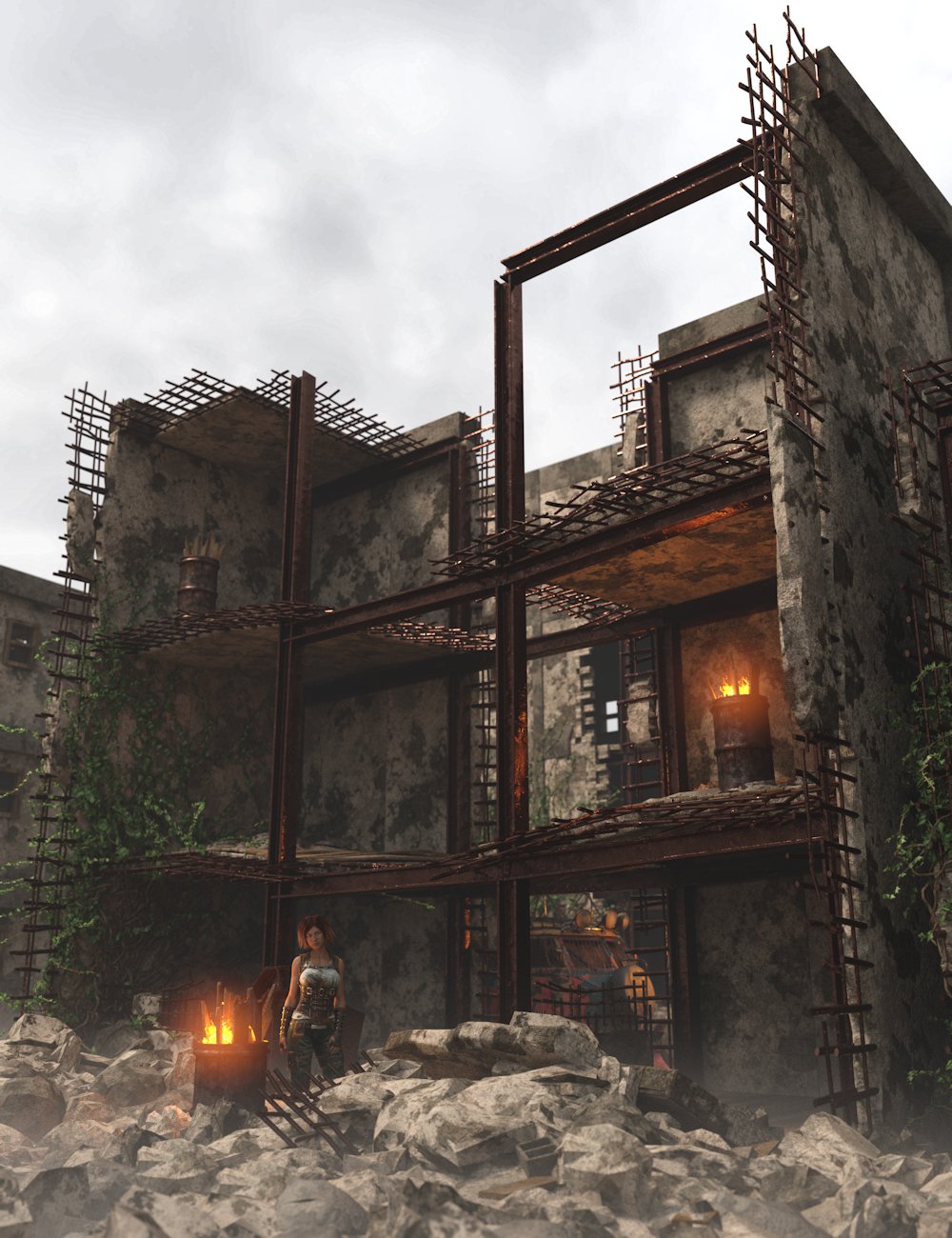 Post Apocalyptic Buildings 2 by: Enterables, 3D Models by Daz 3D