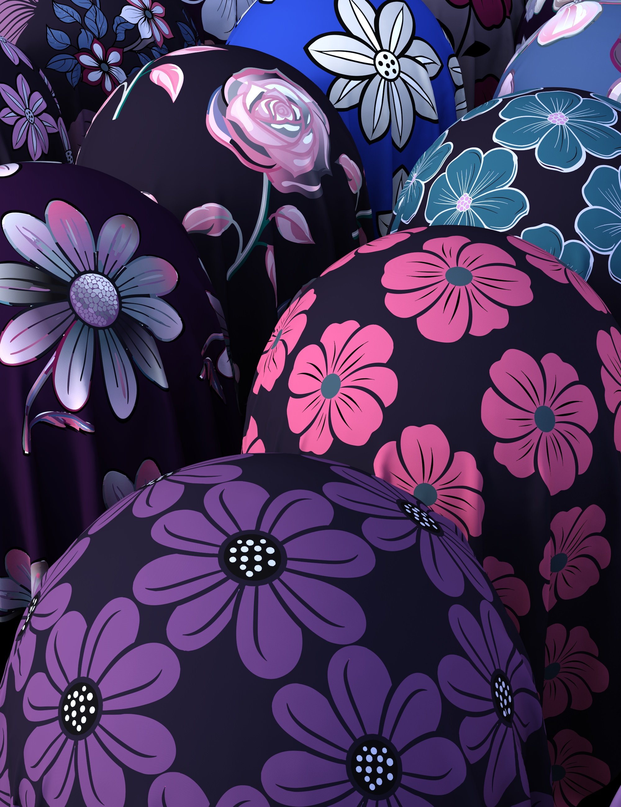 Gothic Flowers Fabric Iray Shaders - MR by: Nelmi, 3D Models by Daz 3D