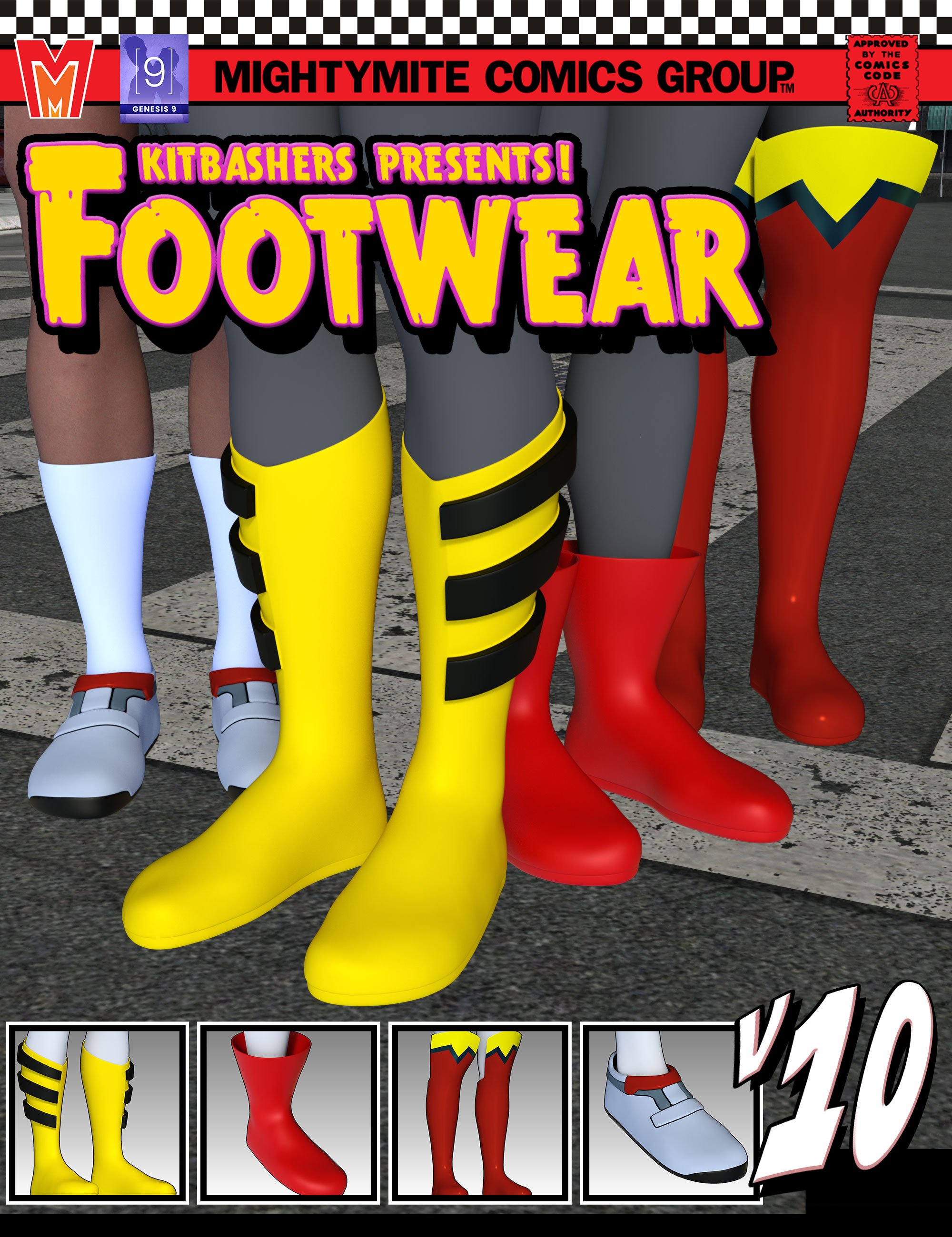 Footwear v010 MMKBGenesis 9 by: MightyMite, 3D Models by Daz 3D