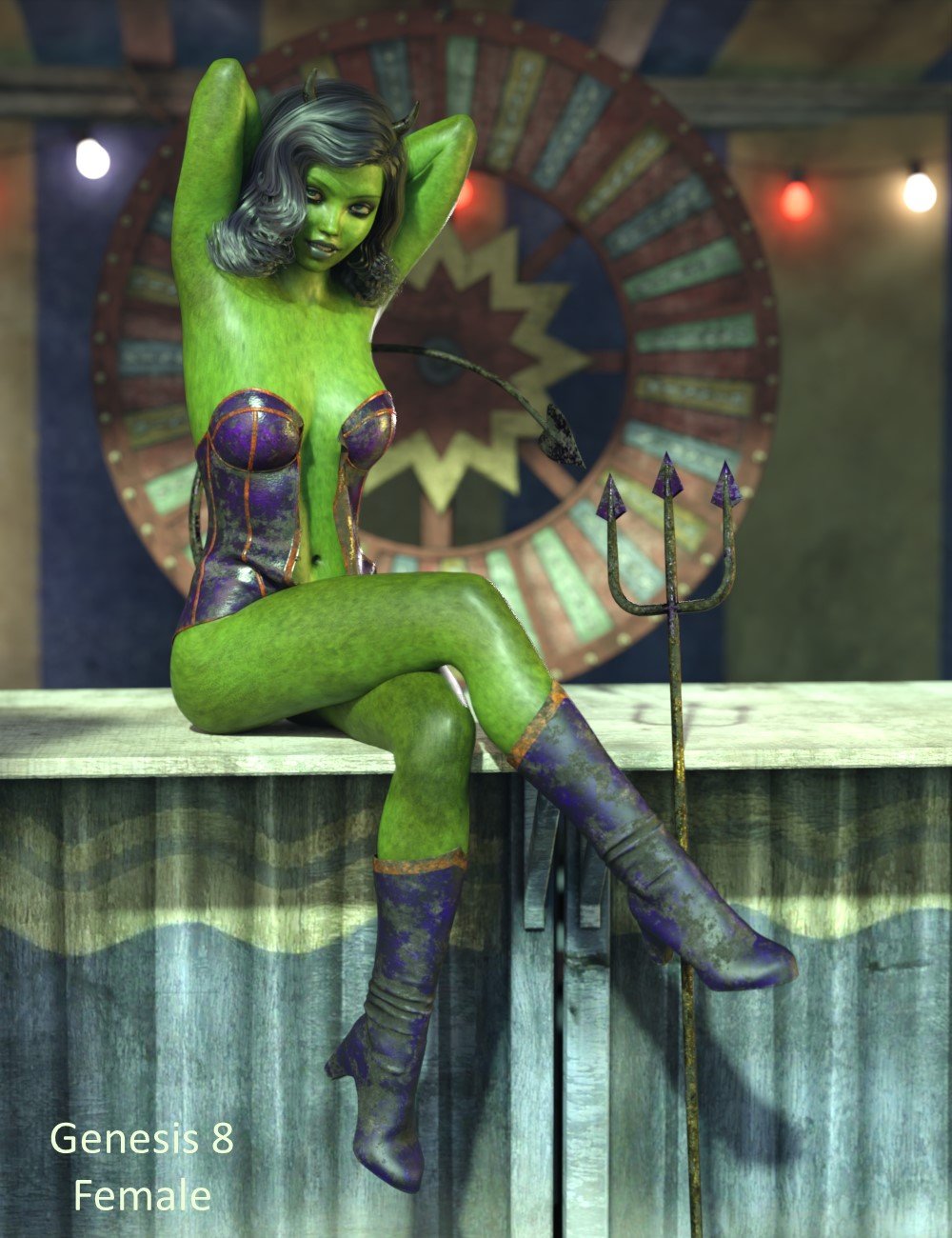 dForce Carnival Devil Outfit for Genesis 9 and 8 Female