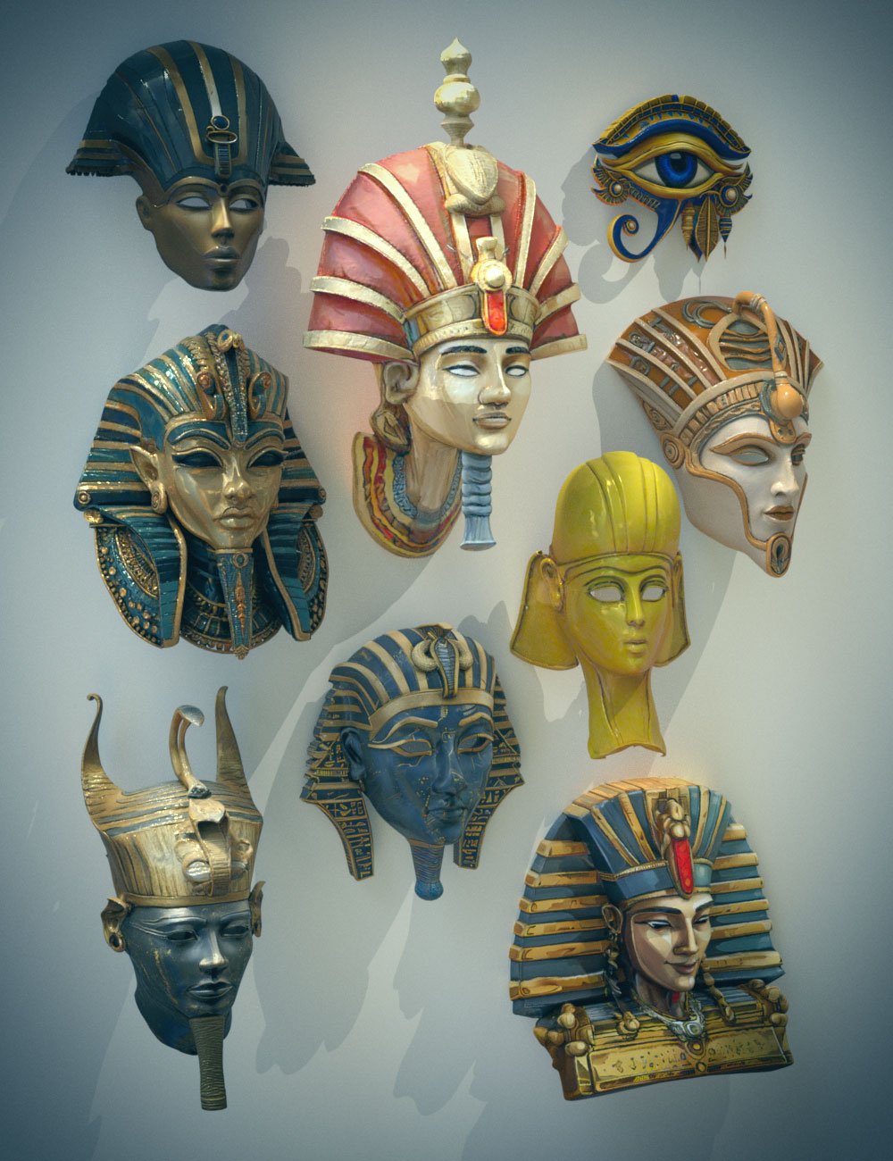 GNBD Egyptian Masks Kings for Genesis 9 Base by: Giko, 3D Models by Daz 3D