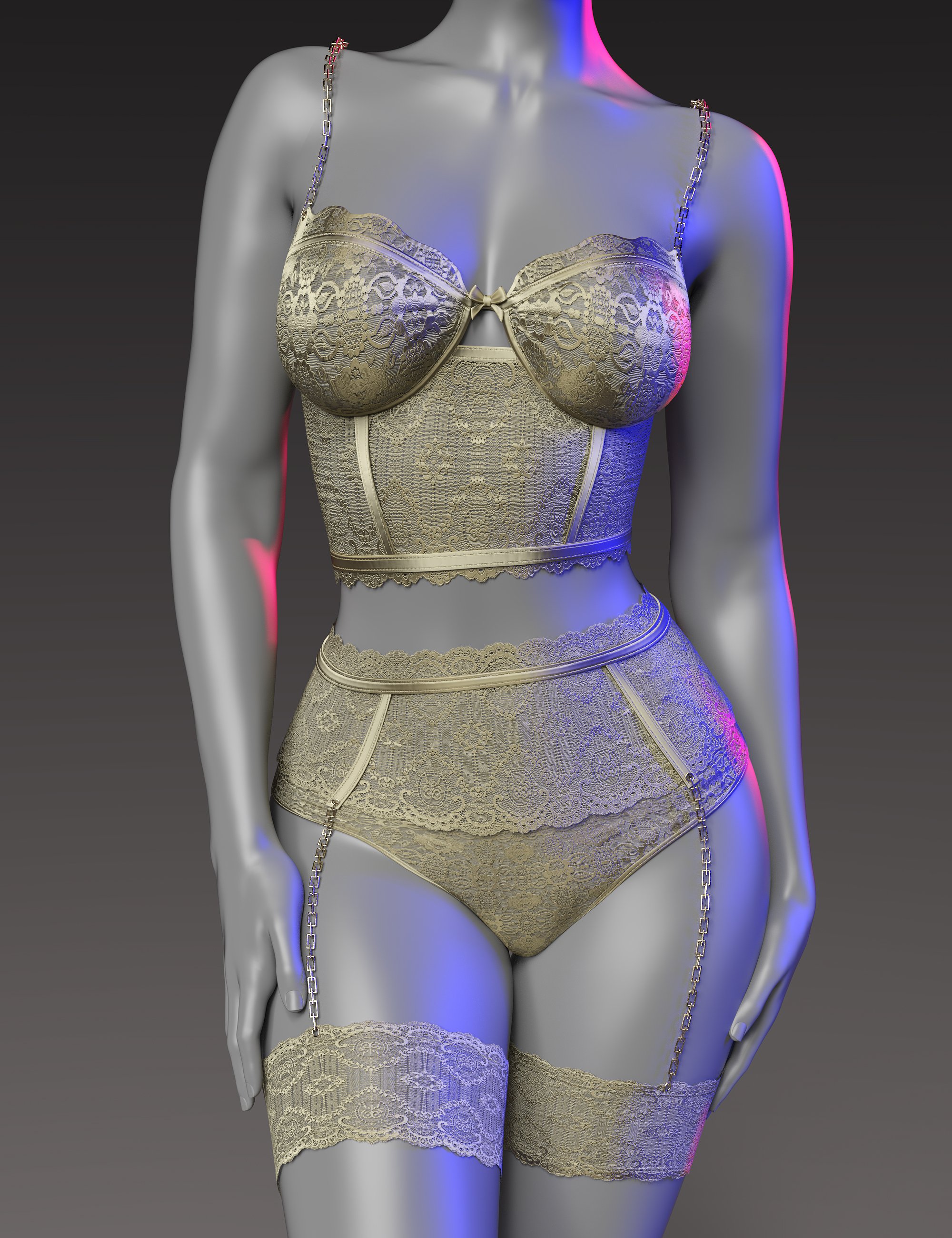 InStyle - X-Fashion Chain Intimate Lingerie Texture Add-On by: valkyrieAnagord, 3D Models by Daz 3D