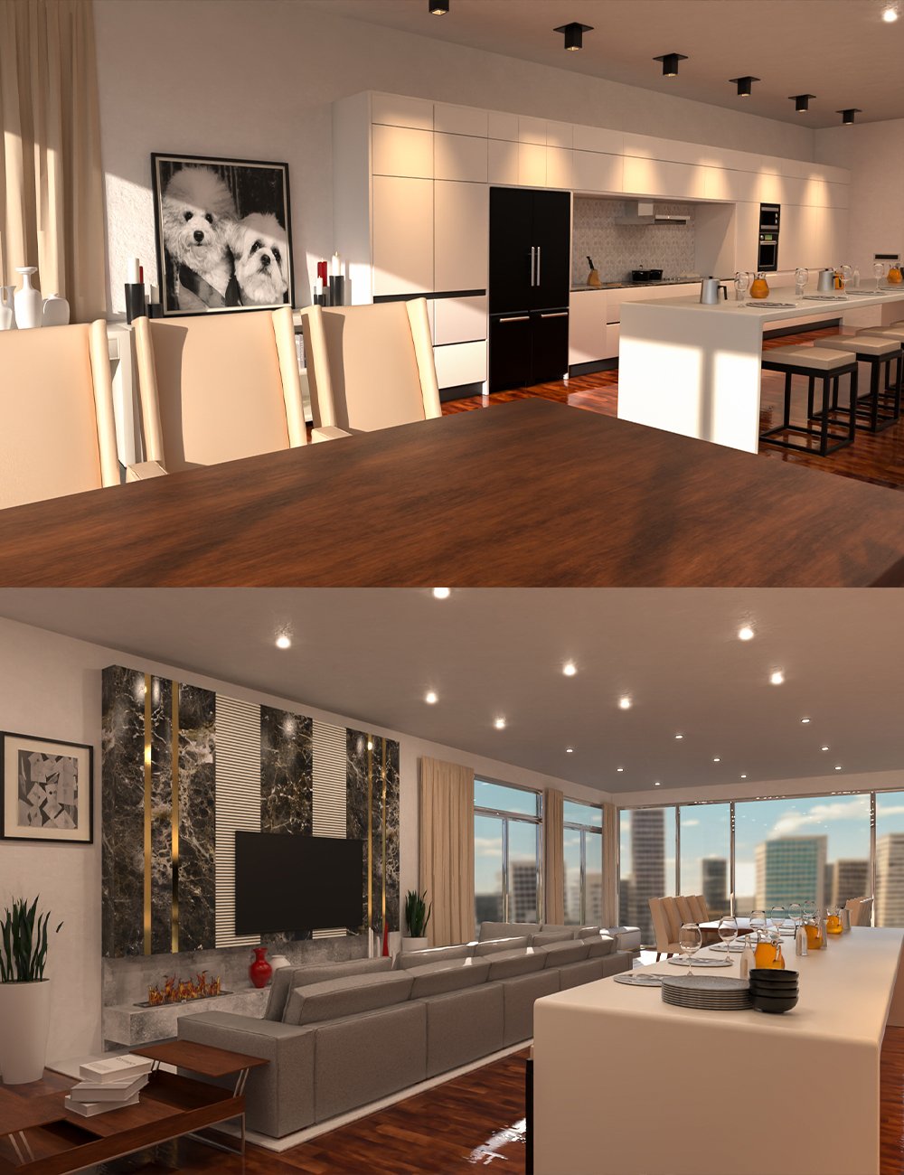 Contempo Kitchen and Dining by: Tesla3dCorp, 3D Models by Daz 3D