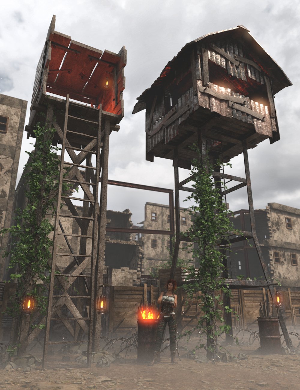 Post Apocalyptic Watchtowers 1 by: Enterables, 3D Models by Daz 3D