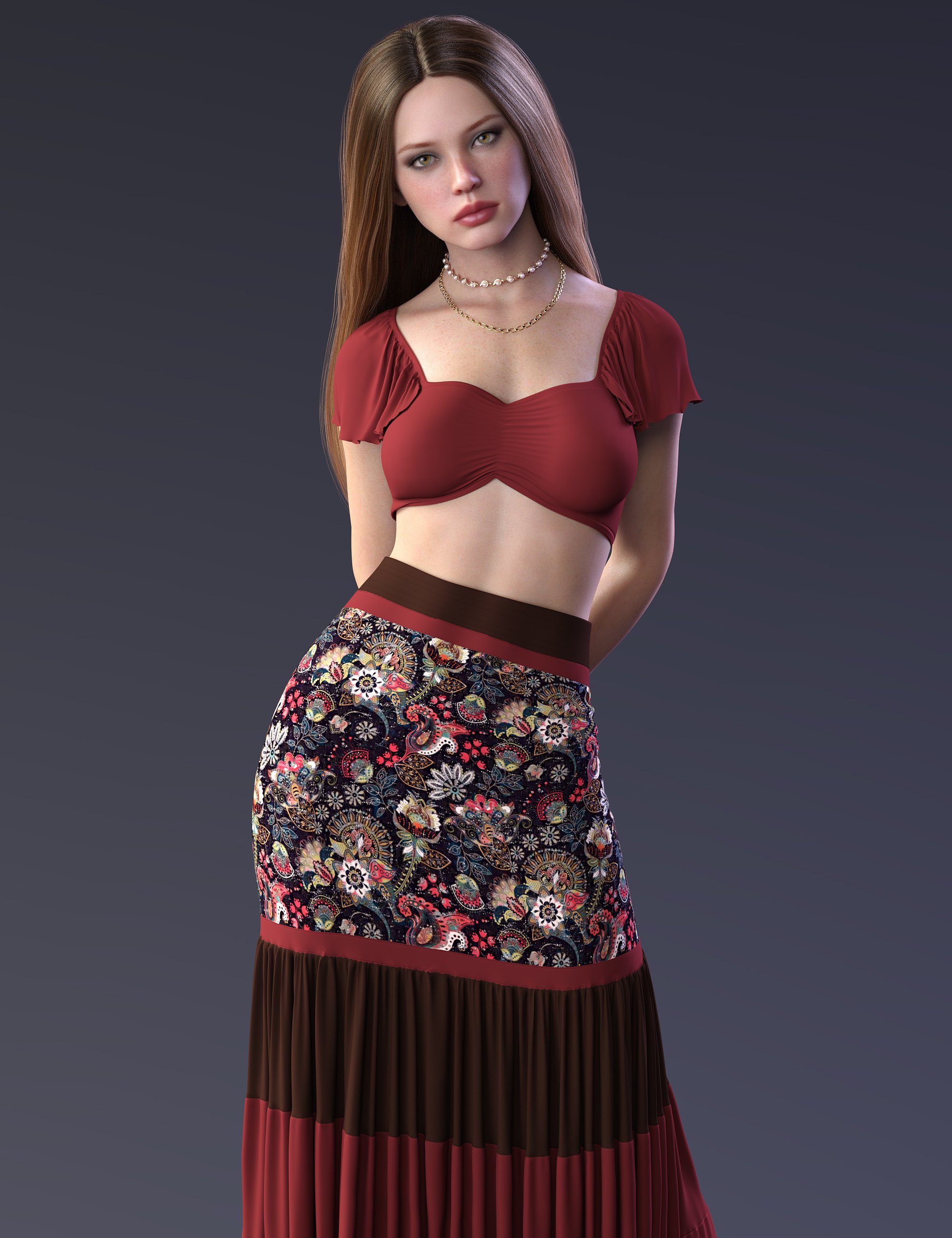 MbM dForce Autumn Boho Outfit for Genesis 9 by: Heatherlly, 3D Models by Daz 3D