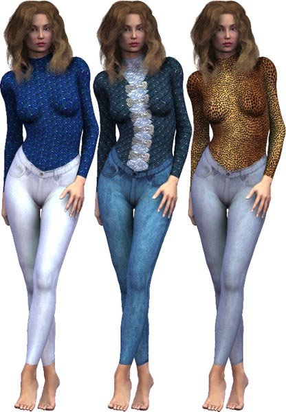 Second Skin Jeans & Tops Textures for V3/SP by: Lisa's Botanicals, 3D Models by Daz 3D