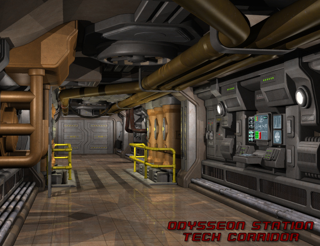 Odysseon Station Tech Corridor by: Nightshift3D, 3D Models by Daz 3D