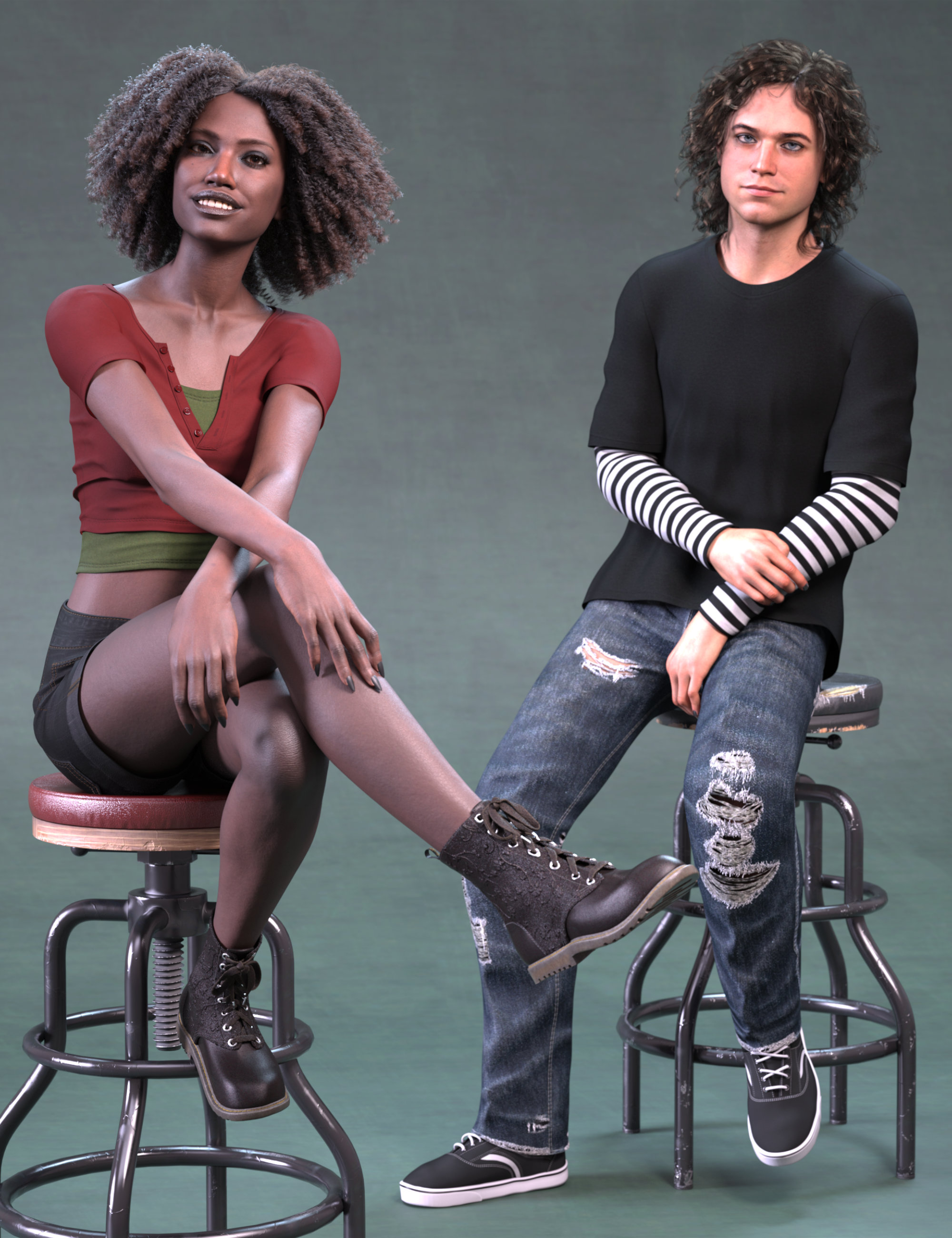 NG Portrait Studio - Stool Poses for Genesis 9