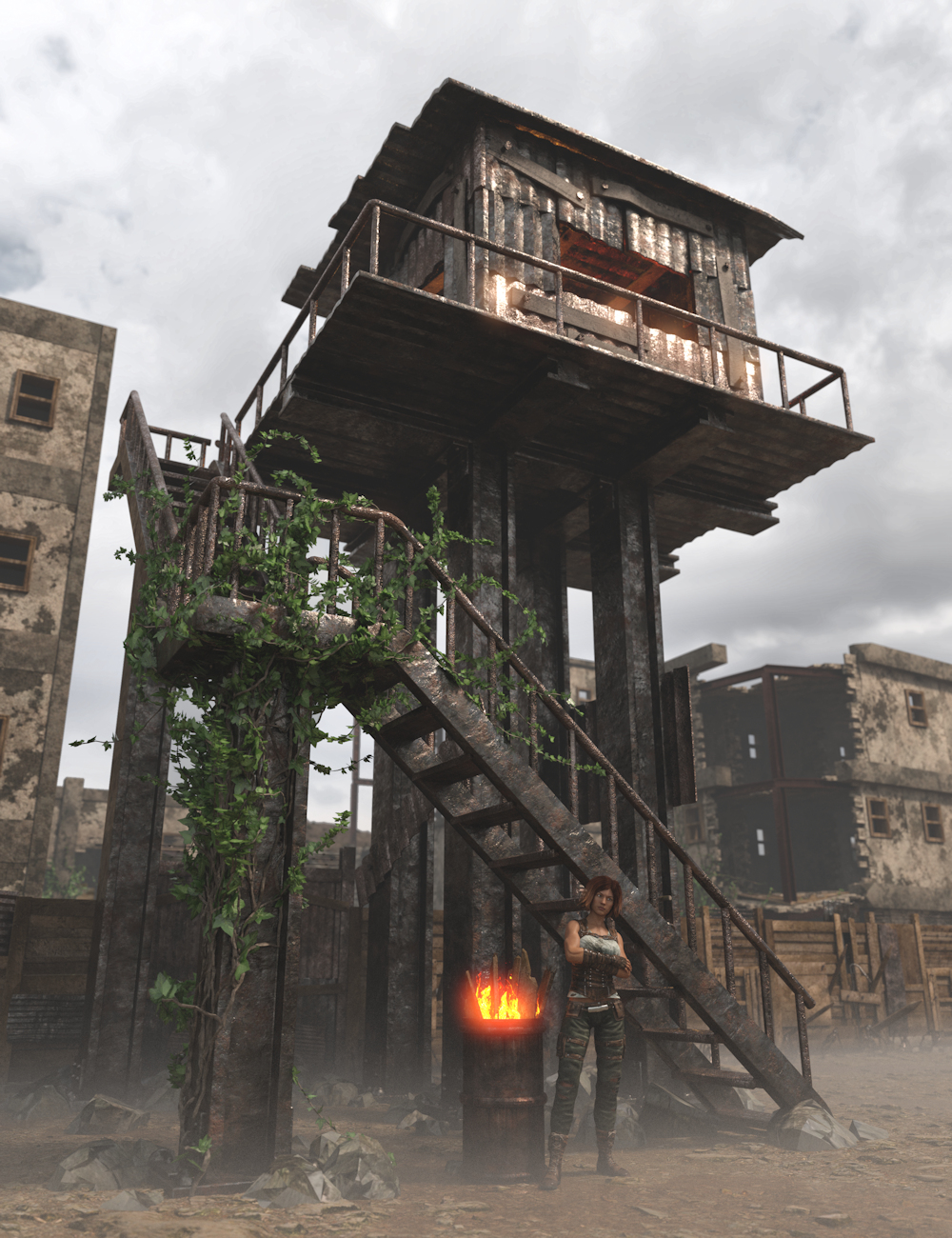 Post Apocalyptic Watchtowers 2 by: Enterables, 3D Models by Daz 3D