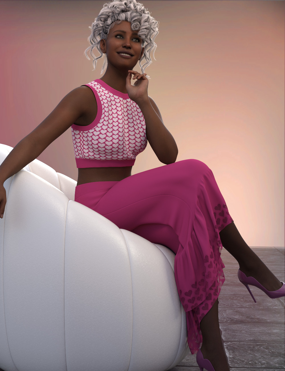 DNA Ginger Duet a dForce Capris Set for Genesis 9 by: Donnena, 3D Models by Daz 3D