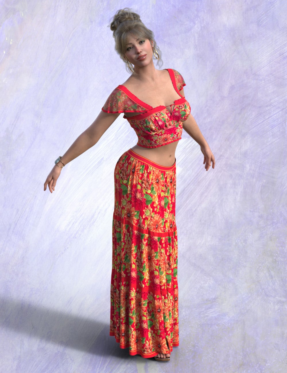 SIC Sunshine dForce Skirt Set for Genesis 9 by: Sisters In Chaos, 3D Models by Daz 3D