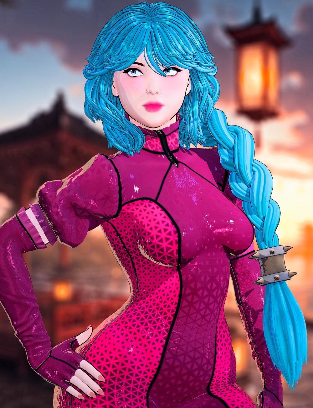 dForce HM Ember Braid Toon Hair for Genesis 9 by: HM, 3D Models by Daz 3D