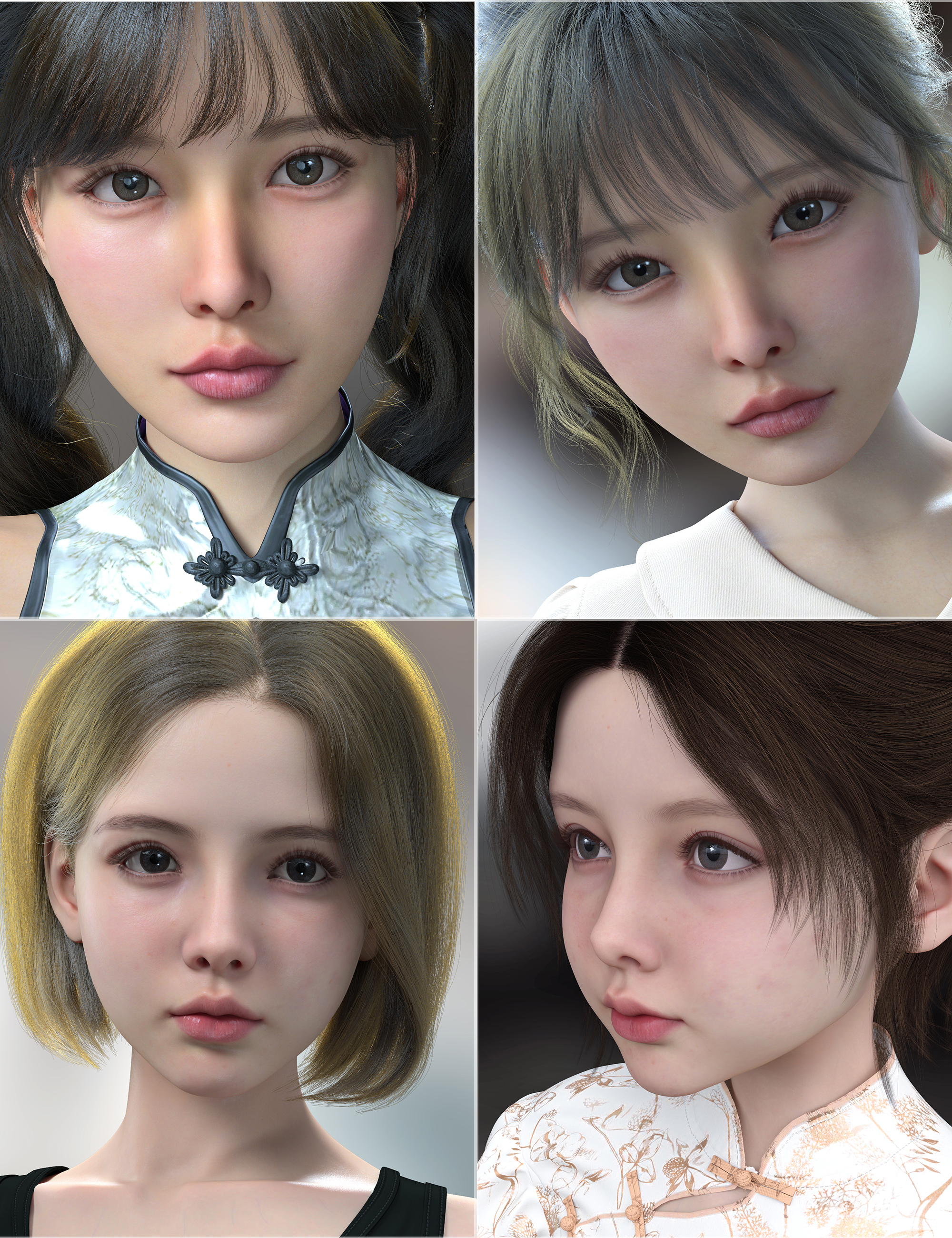 Vo Carin and Young, and Vo Shiho and Young HD for Genesis 9 Character Bundle by: VOOTW, 3D Models by Daz 3D