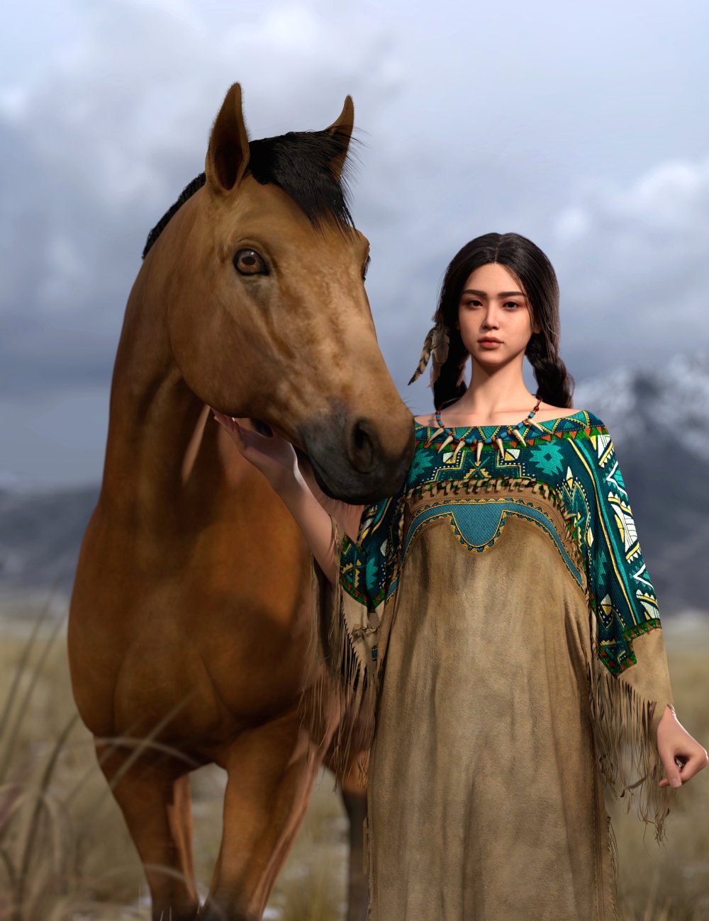 dForce Lala Ethnic Costume for Genesis 9 by: Lala-Rabbit, 3D Models by Daz 3D