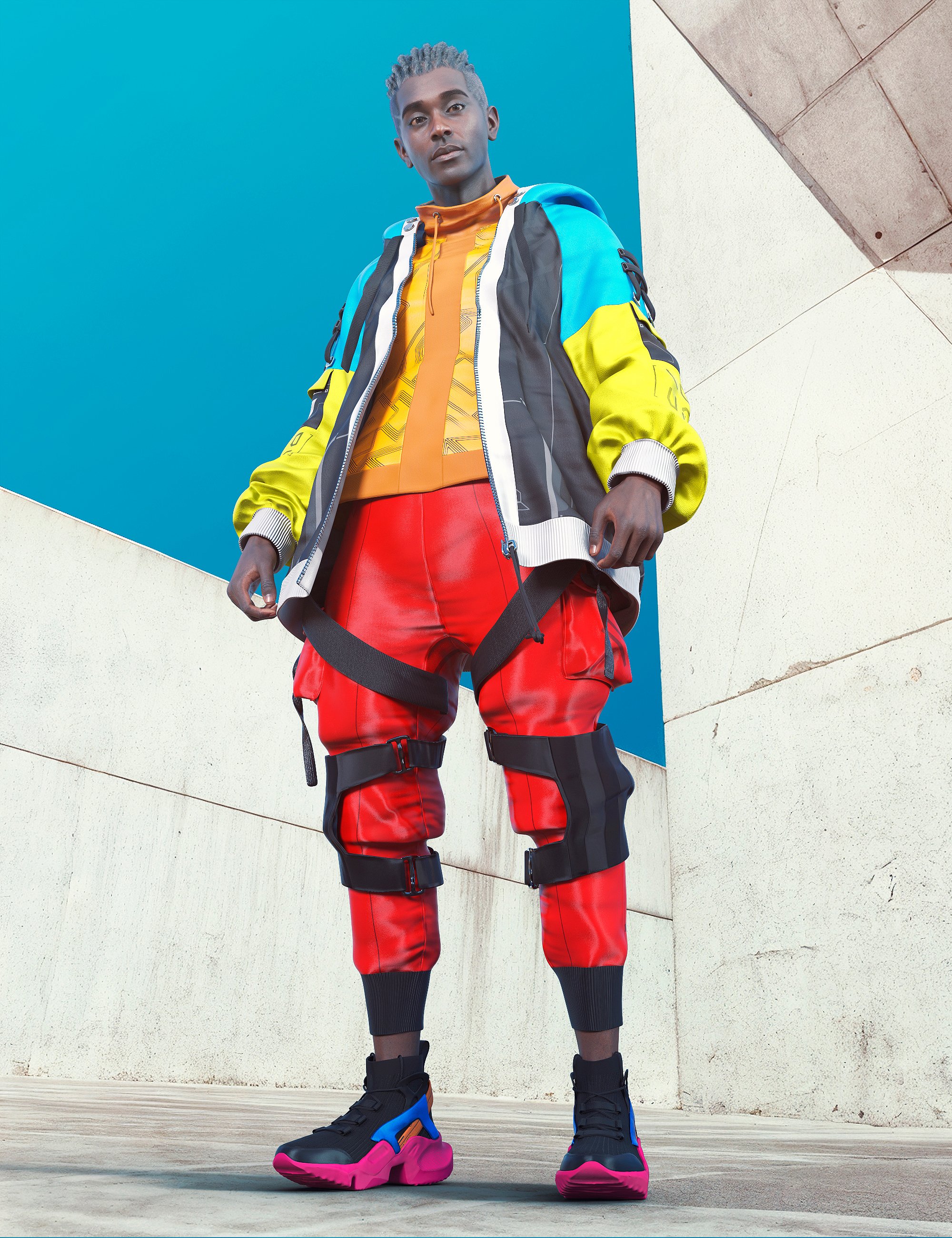 dForce Urban Techwear Outfit for Genesis 9 by: fjaa3d, 3D Models by Daz 3D