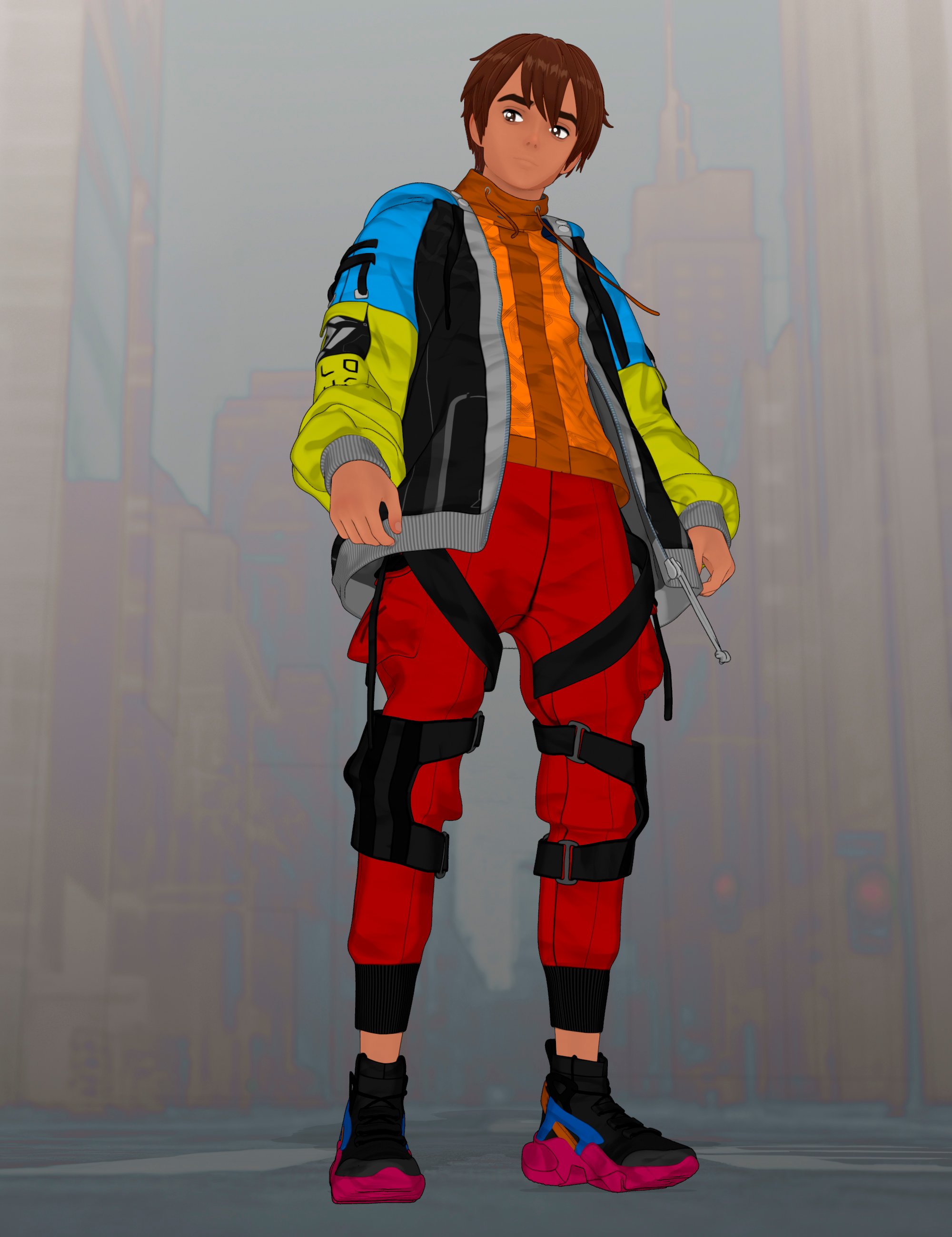 Urban Techwear Outfit FilaToon Texture Add-On by: fjaa3d, 3D Models by Daz 3D