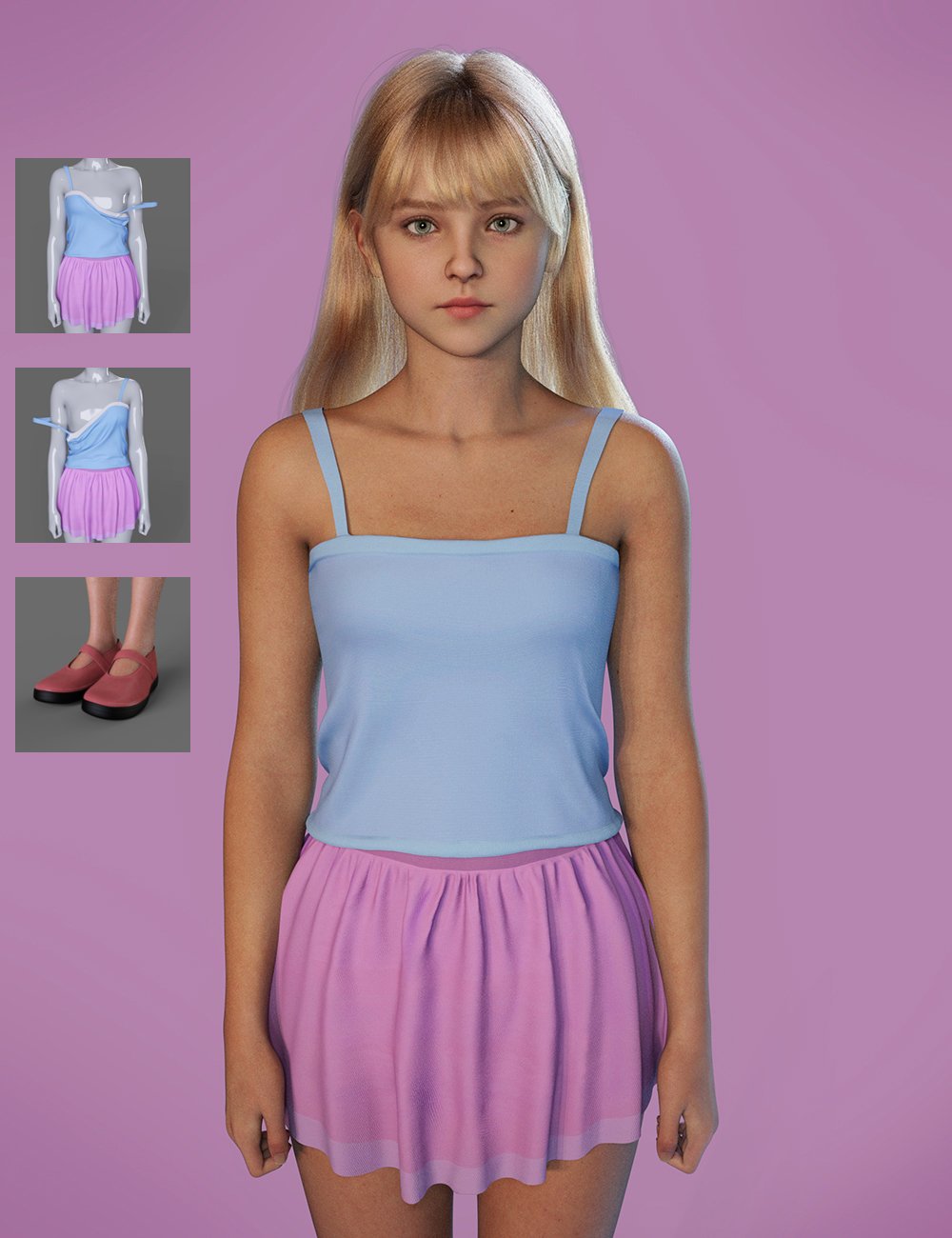 dForce MB Casual Short Clothes Genesis 9 Feminine by: Magic Brush, 3D Models by Daz 3D
