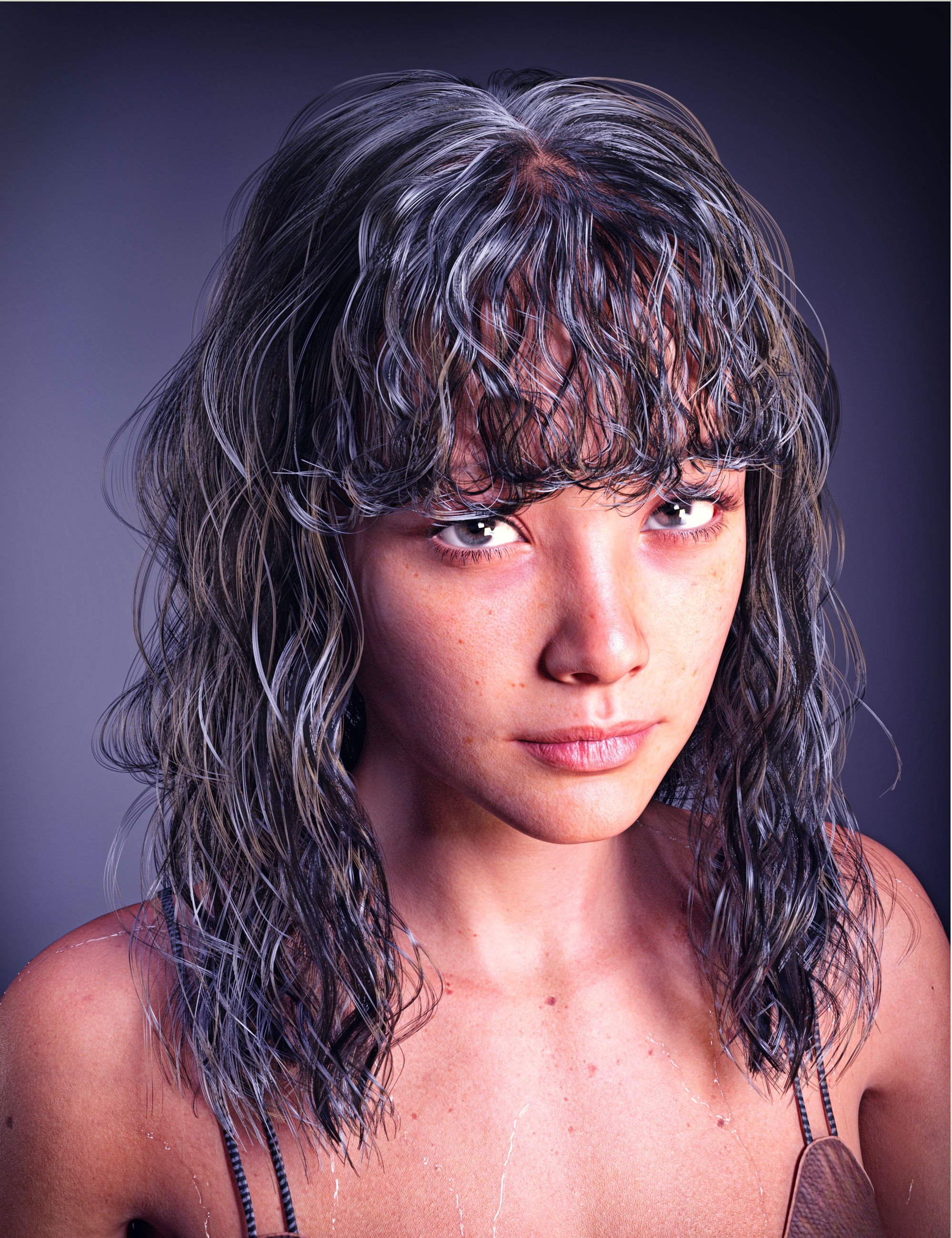 dForce Strand-Based FE Wet Wave Hair for Genesis 9,8 and 8.1 by: FeSoul, 3D Models by Daz 3D