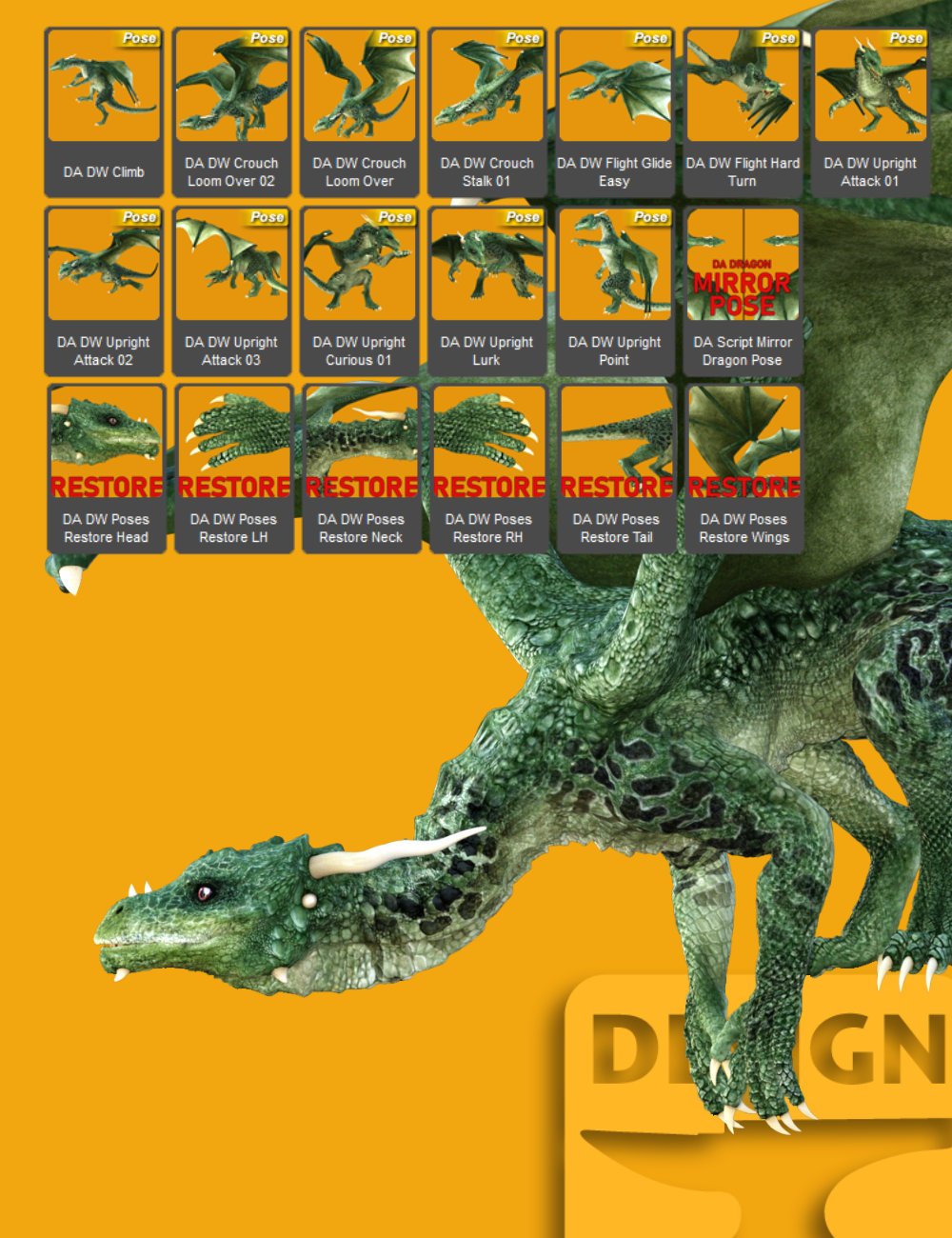 DA Dragon Wrath Poses for Daz Dragon 3