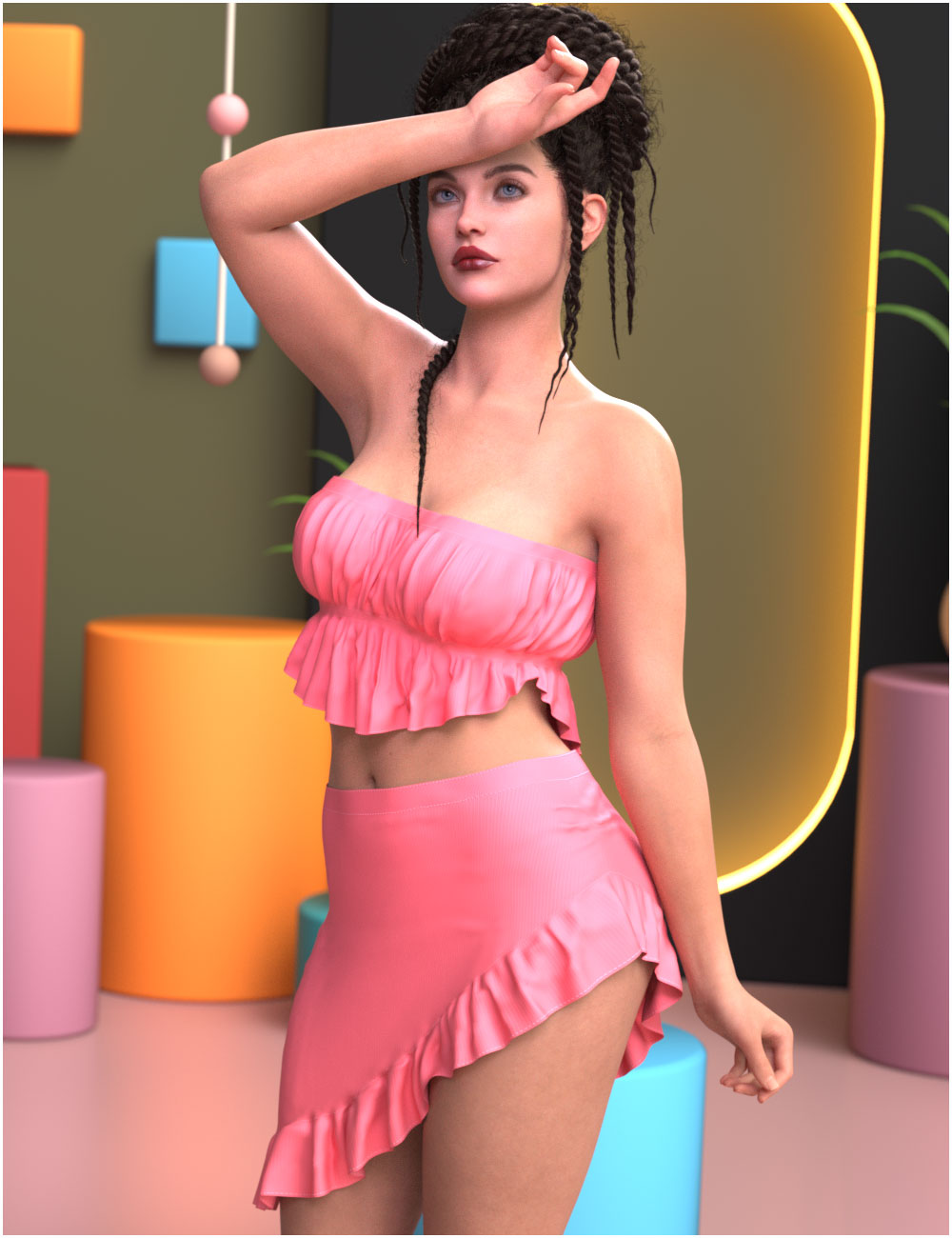 dForce Qirat Outfit for Genesis 9 by: Belladzines, 3D Models by Daz 3D