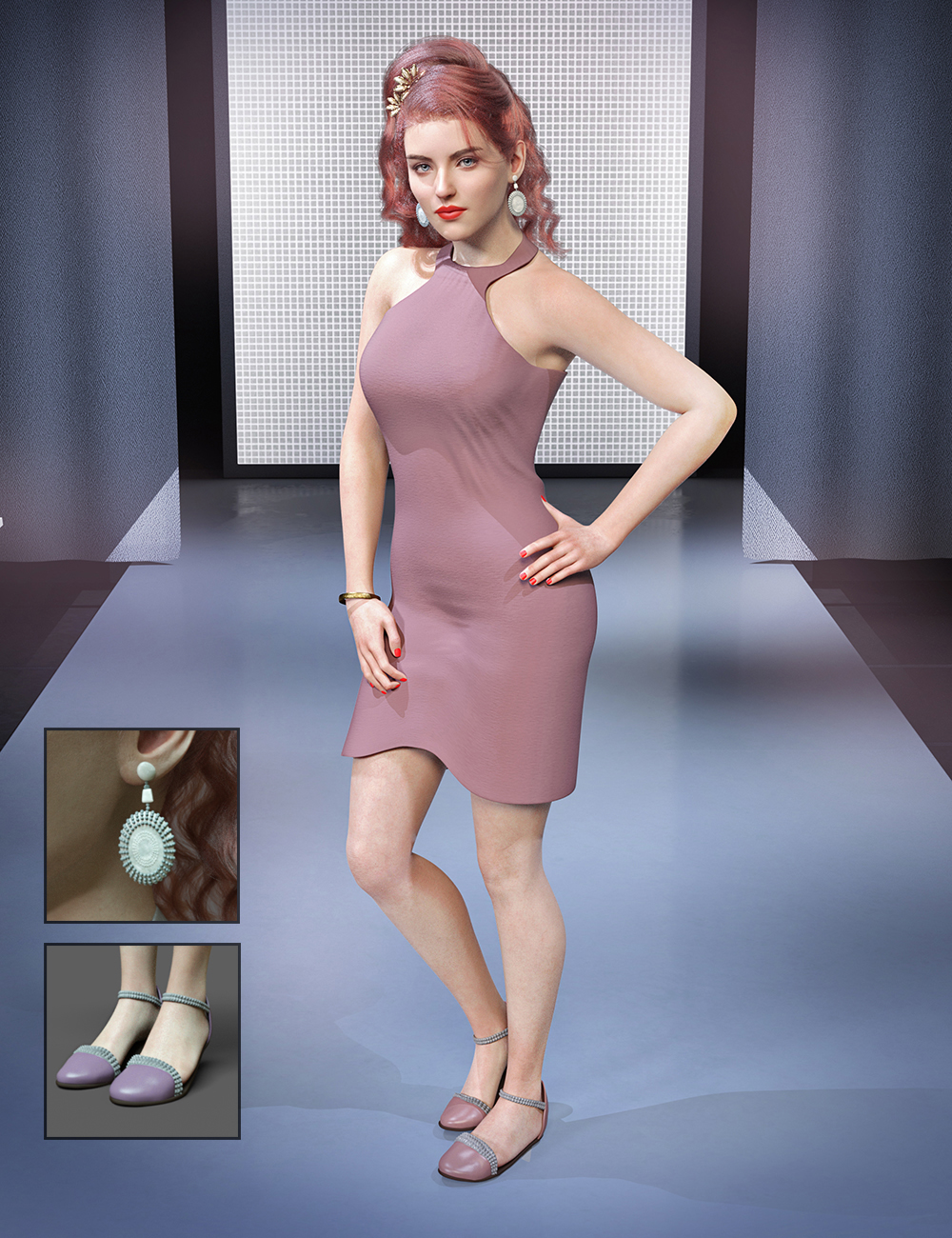 dForce Halter Neck Dress for Genesis 9 Feminine by: Magic Brush, 3D Models by Daz 3D