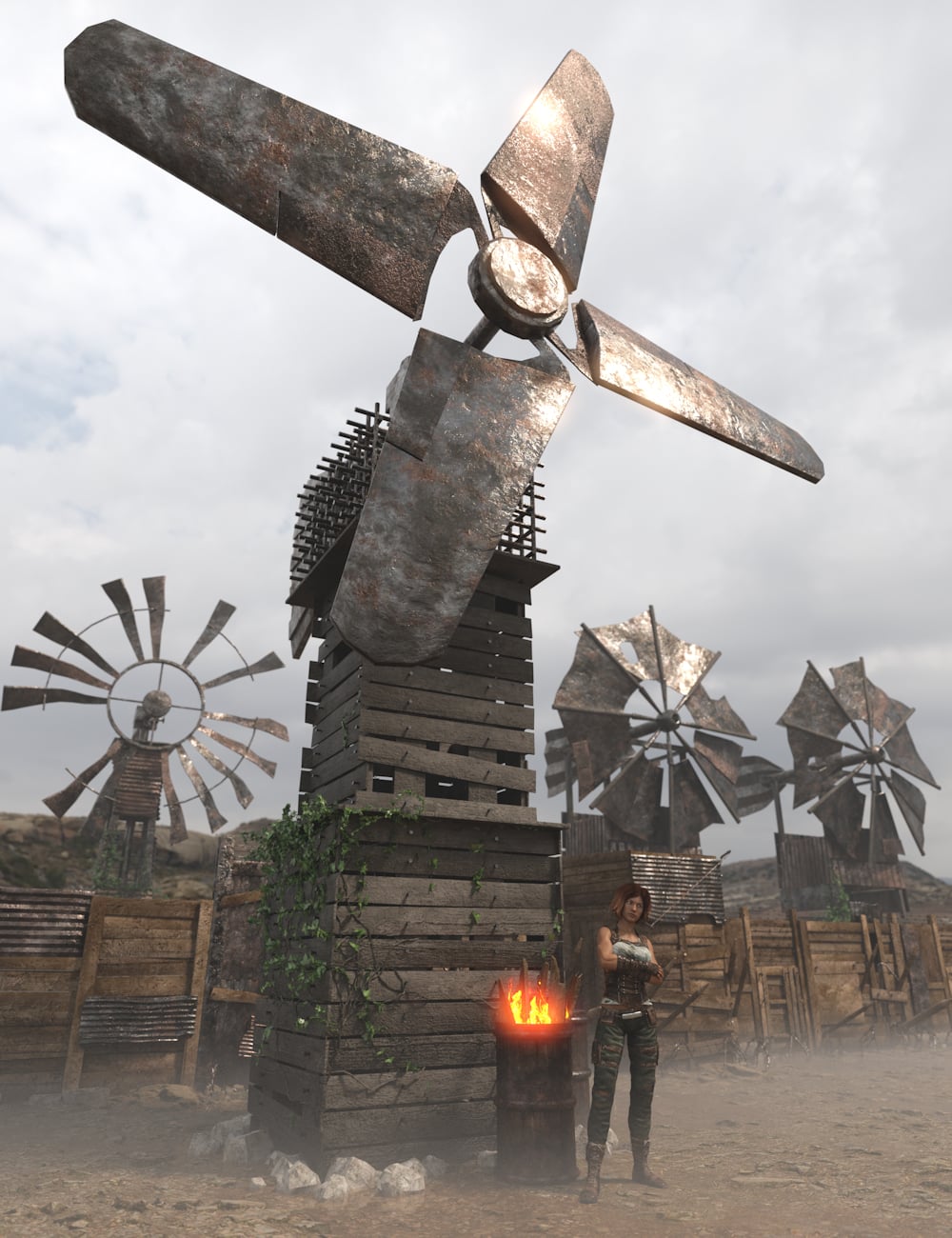 Post Apocalyptic Windmills 2 by: Enterables, 3D Models by Daz 3D