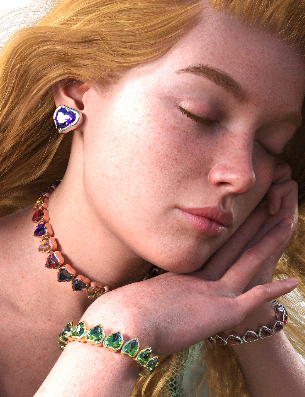 Heart Jewelrey Collection for Genesis 9 by: Alodia Thaliel, 3D Models by Daz 3D