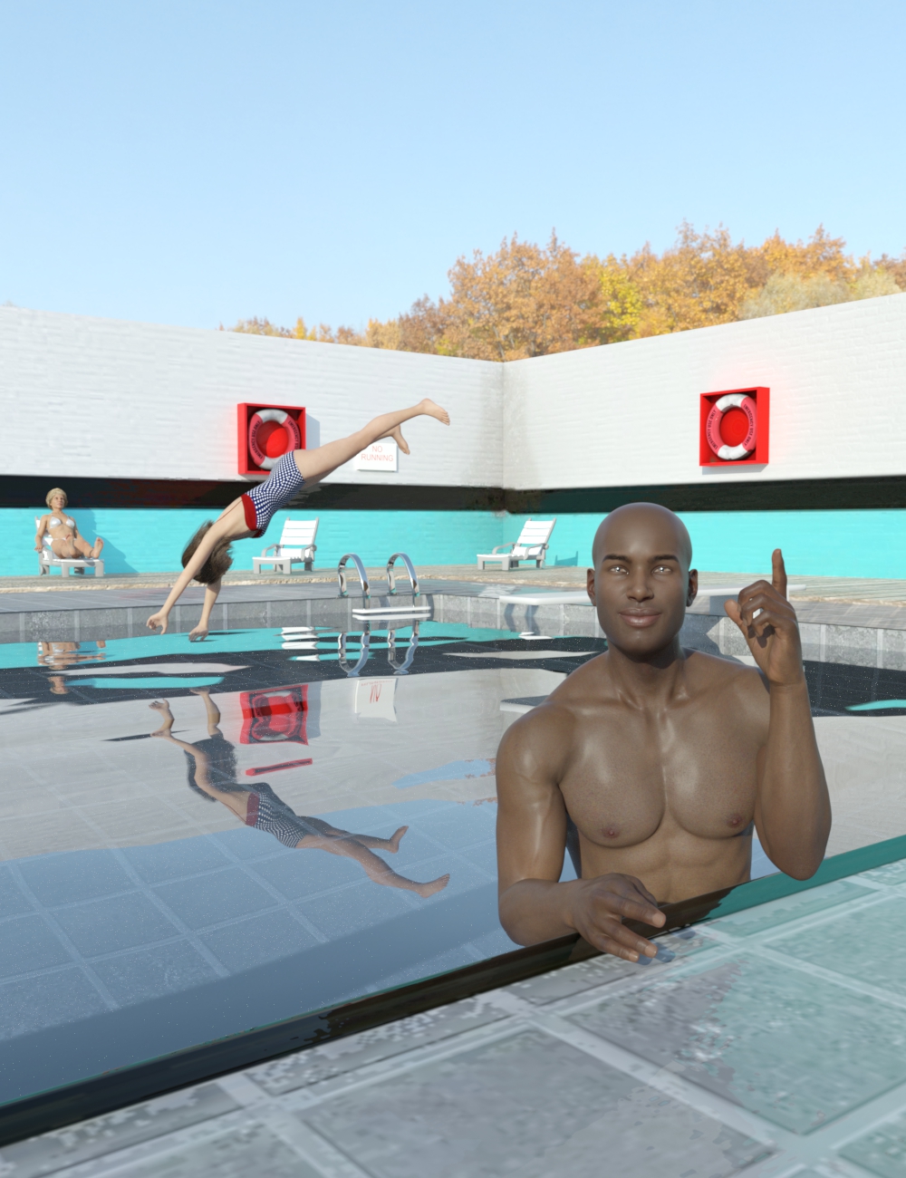 Outdoor Public Pool by: Serum, 3D Models by Daz 3D