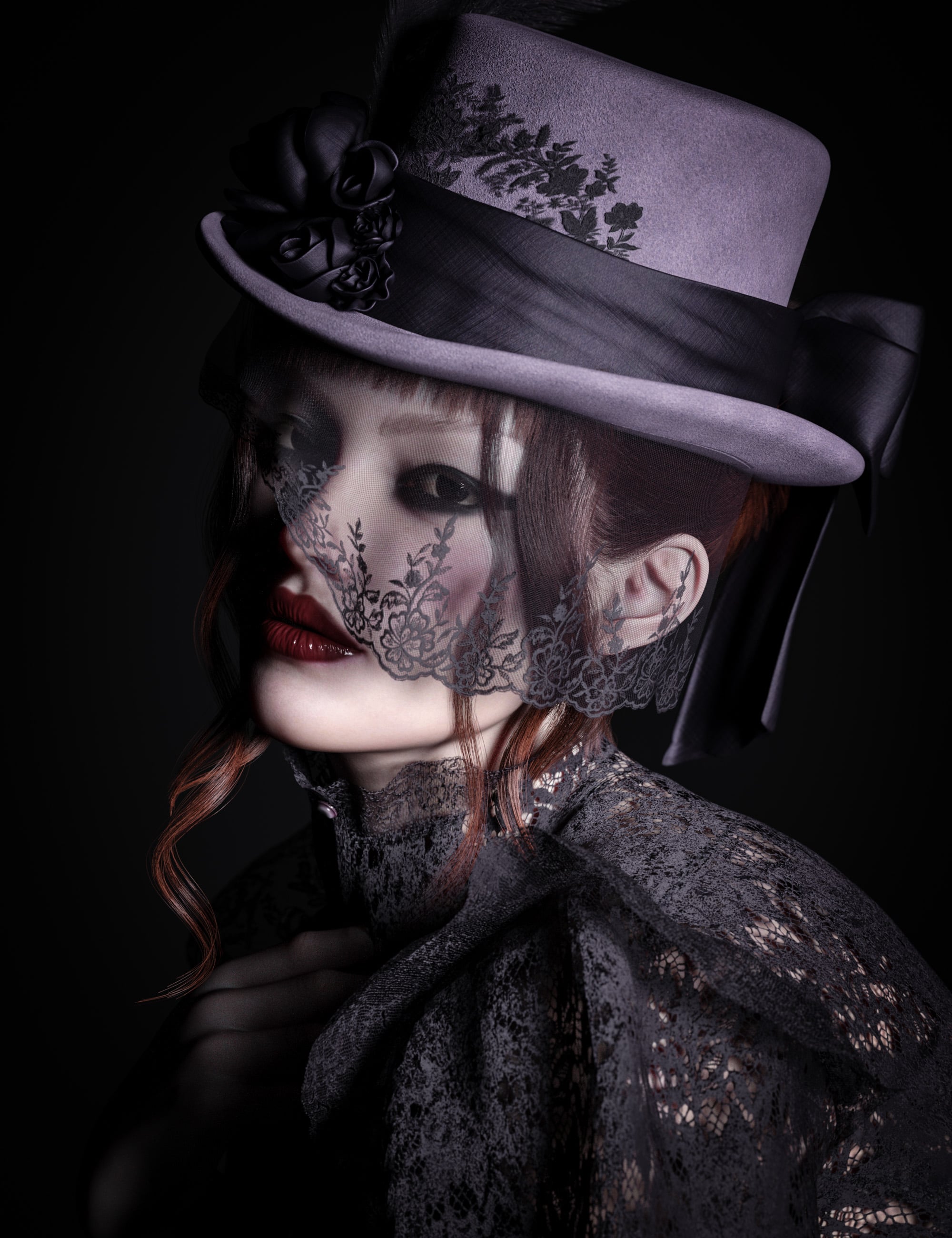 dForce CB Delphine Hat by: CynderBlue, 3D Models by Daz 3D