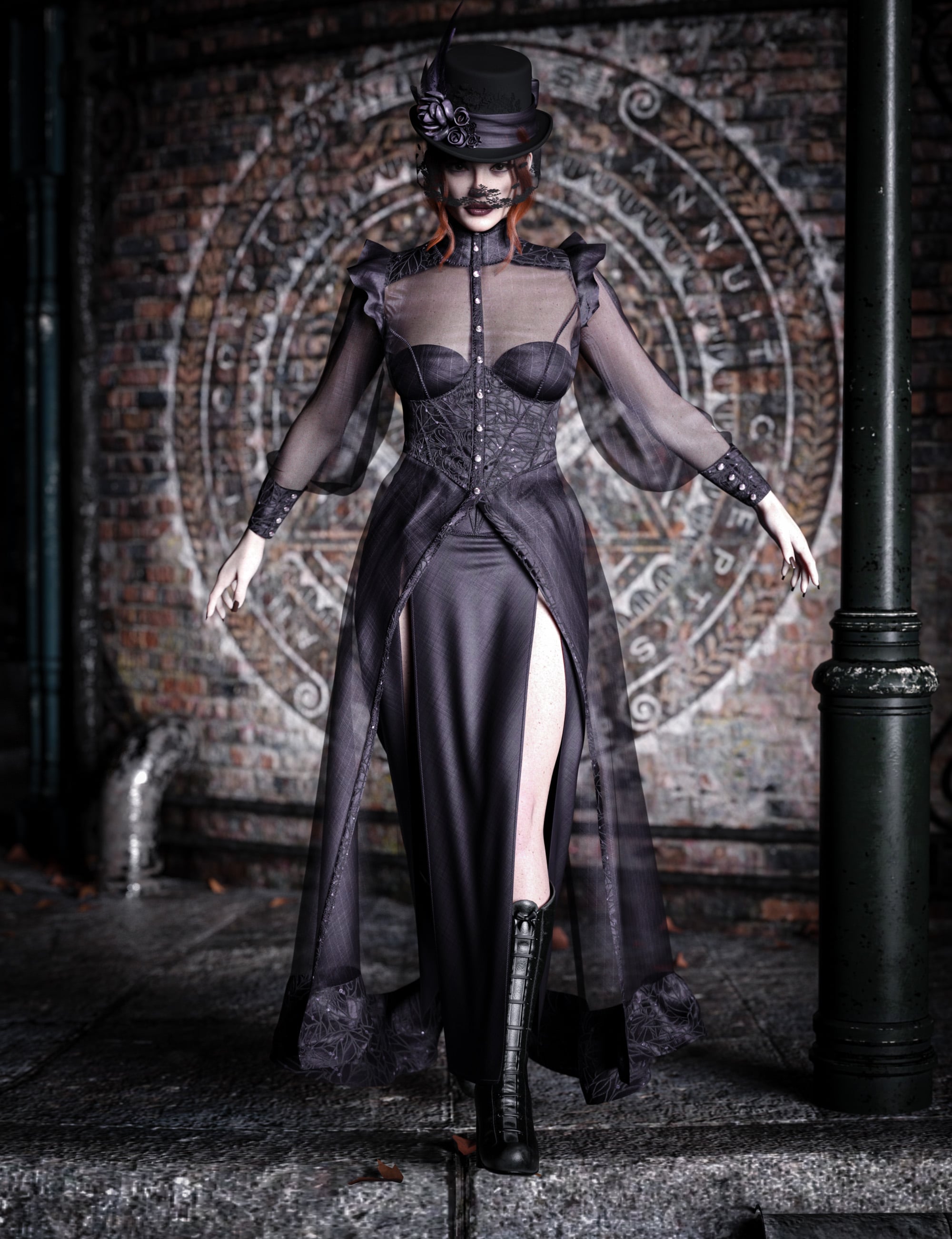 dForce CB Delphine Over Dress by: CynderBlue, 3D Models by Daz 3D