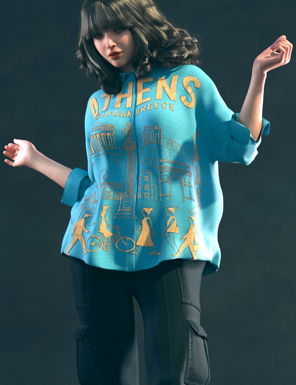 dForce Graphic Voyage Shirt for Genesis 9 by: Ansiko, 3D Models by Daz 3D