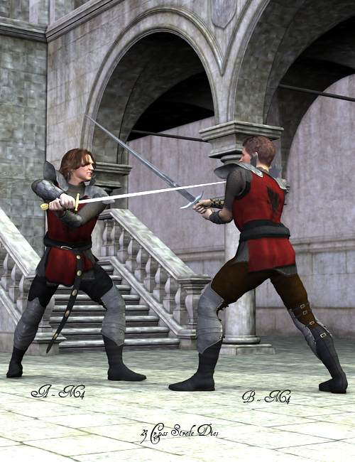 Sword Play - Long Swords and Poses for M4 by: FeralFey, 3D Models by Daz 3D
