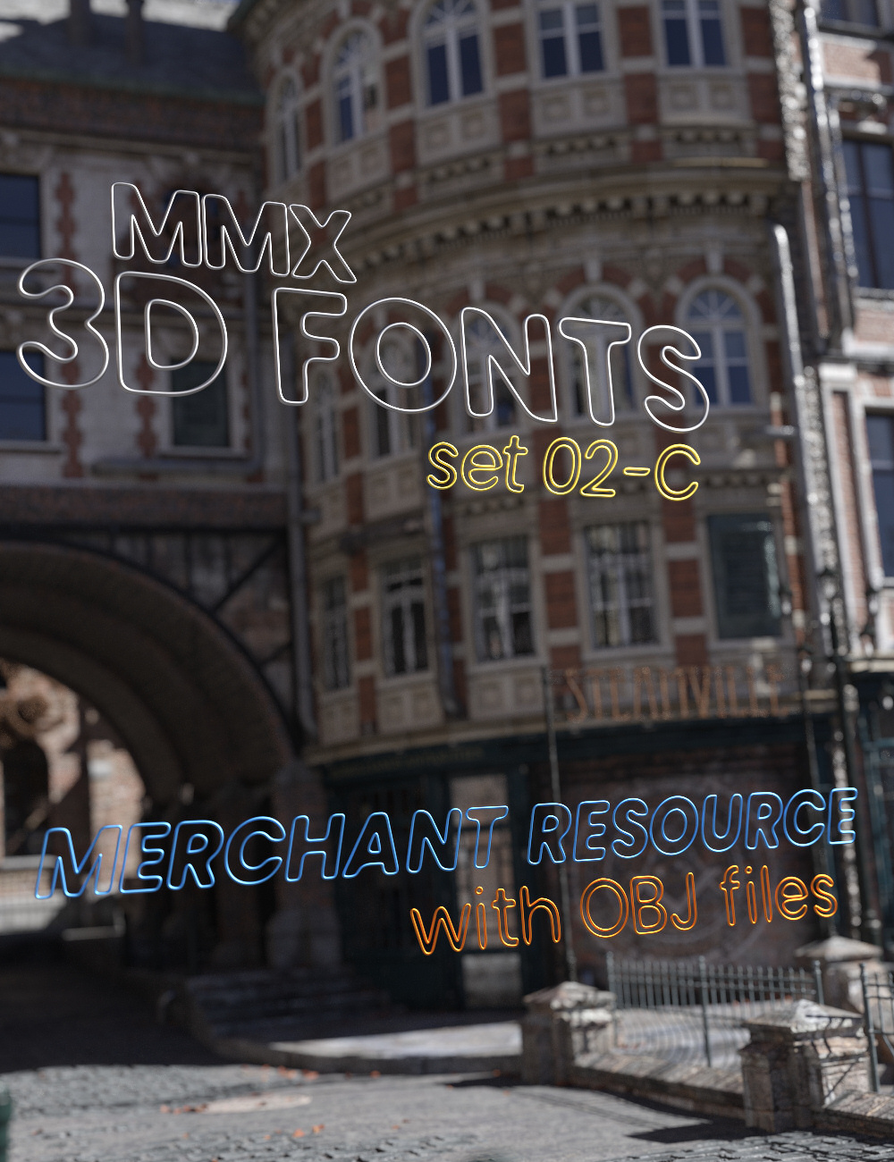 MMX 3D Fonts 02-C Merchant Resource by: Mattymanx, 3D Models by Daz 3D