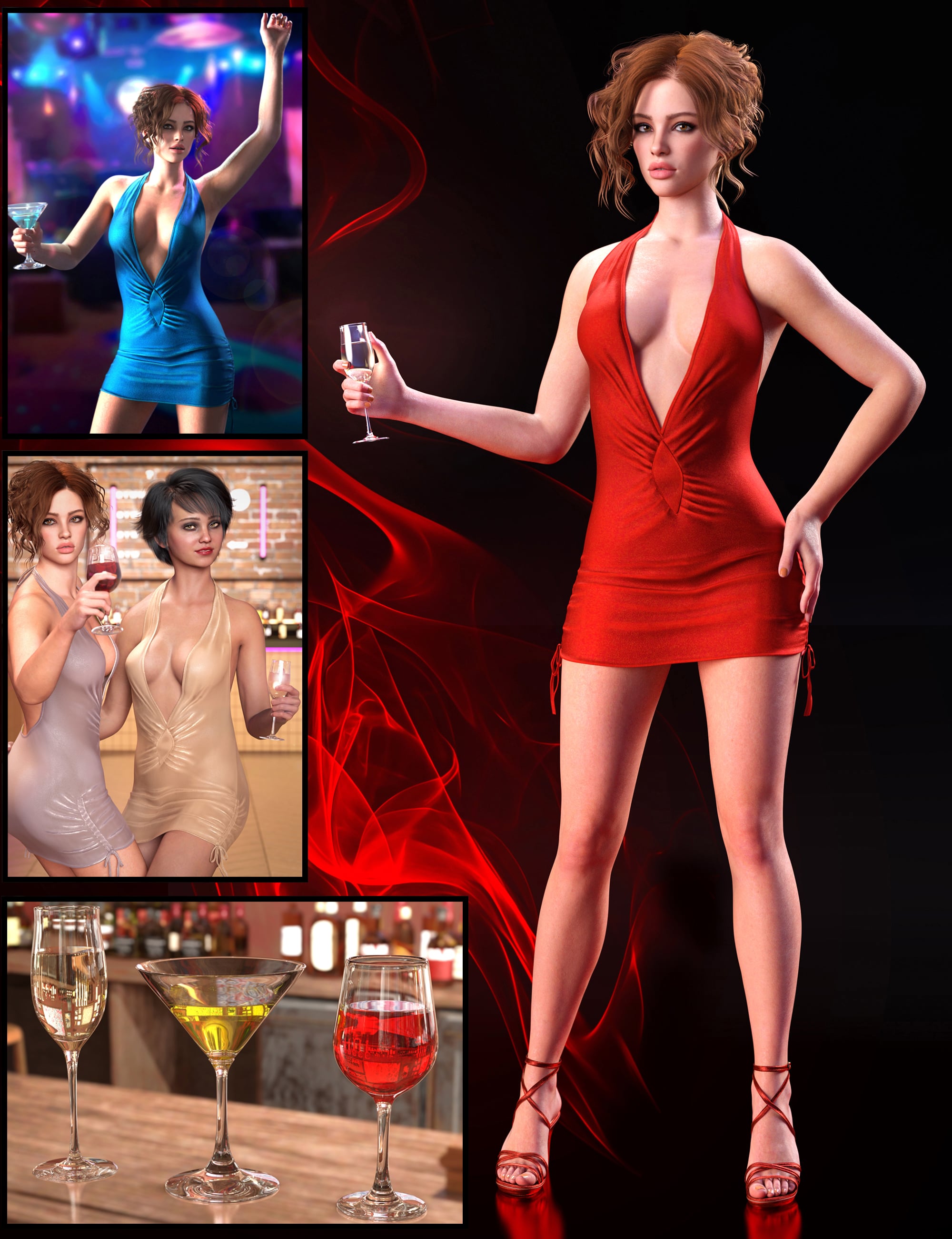 EF Nightclub Glamour Bundle for Genesis 9 by: Eternal Force, 3D Models by Daz 3D