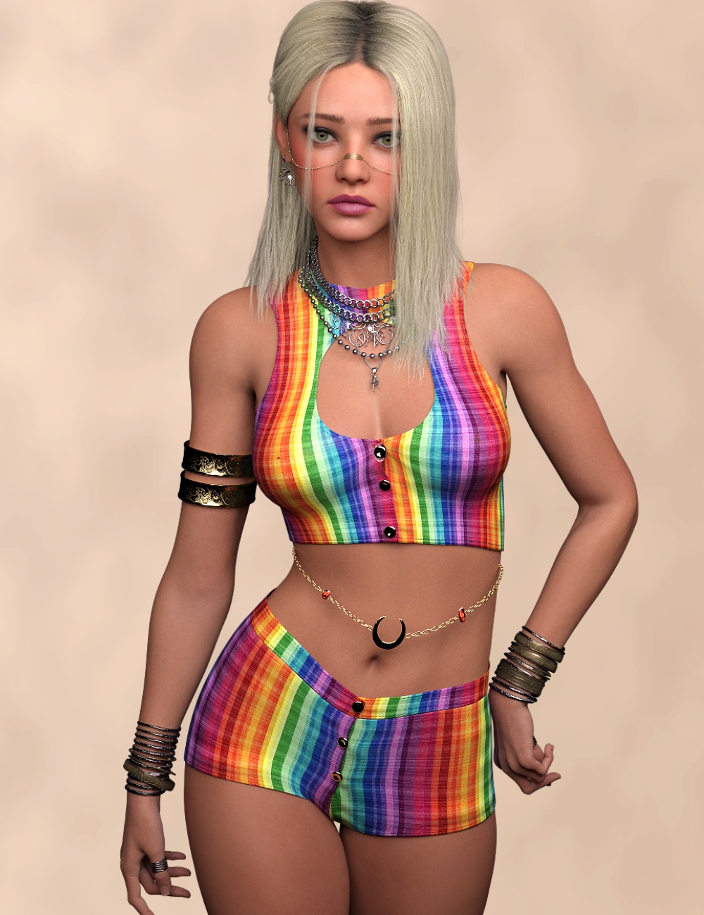L3D Colorsplash Add-On for OOT Buttoned Crop Top and Pants by: LUNA3D, 3D Models by Daz 3D